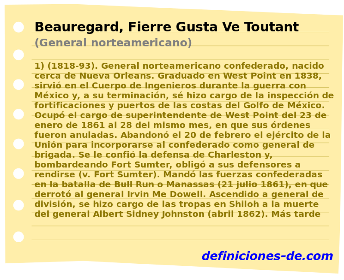 Beauregard, Fierre Gusta Ve Toutant (General norteamericano)