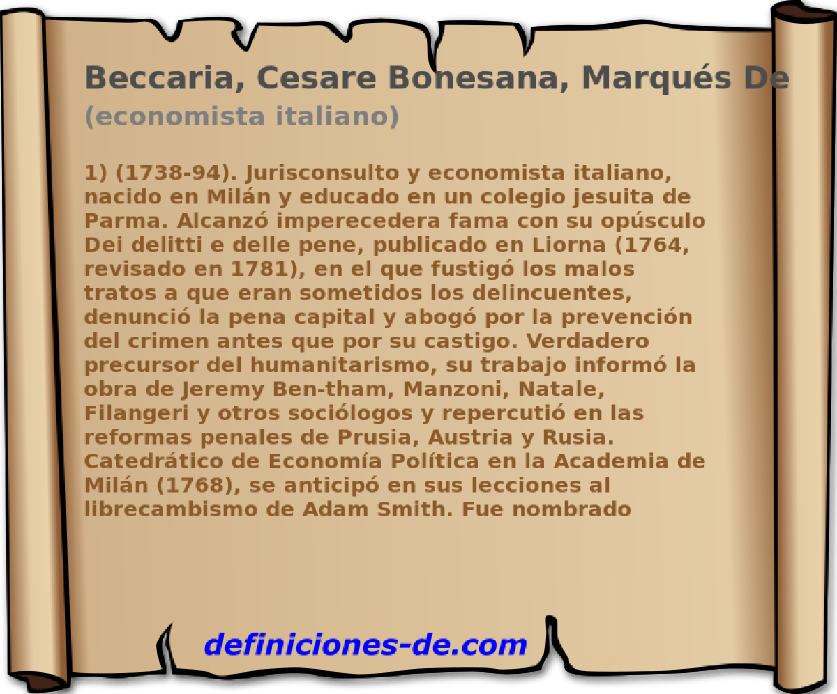 Beccaria, Cesare Bonesana, Marqus De (economista italiano)