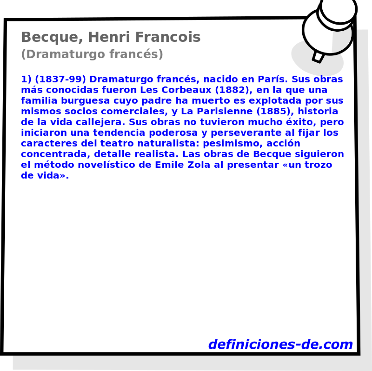 Becque, Henri Francois (Dramaturgo francs)