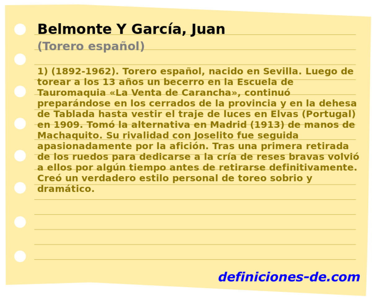 Belmonte Y Garca, Juan (Torero espaol)
