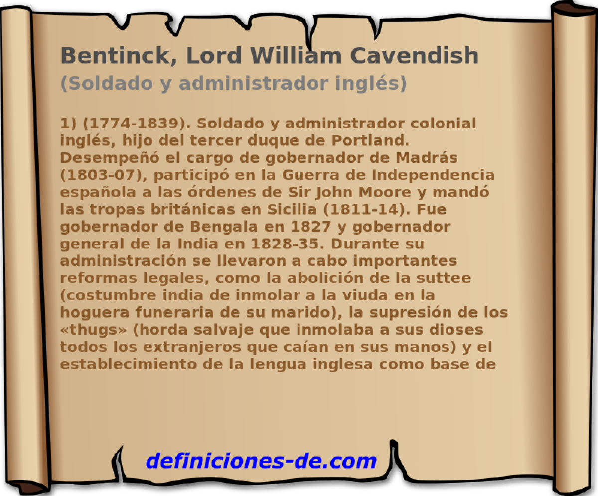 Bentinck, Lord William Cavendish (Soldado y administrador ingls)