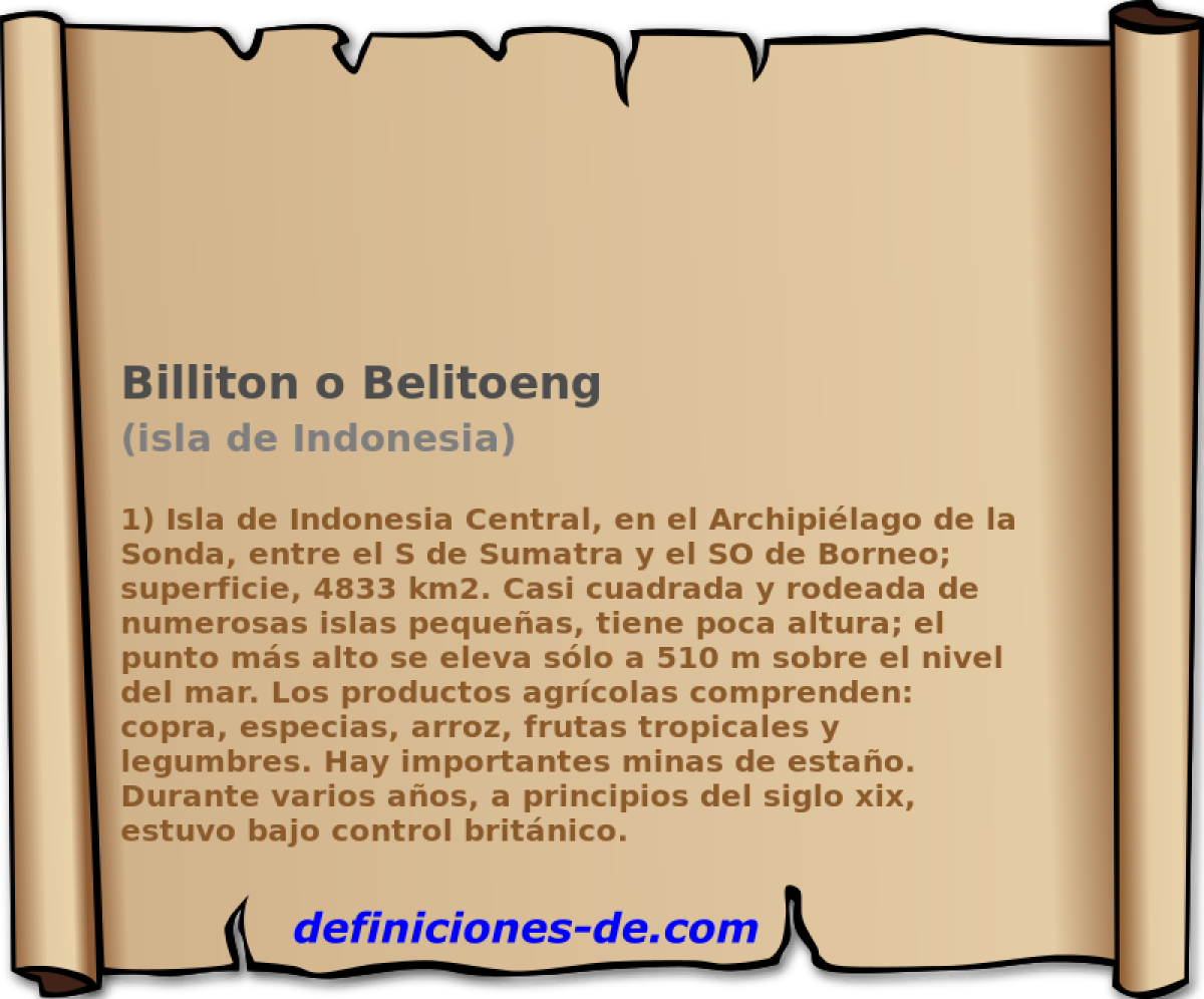 Billiton o Belitoeng (isla de Indonesia)