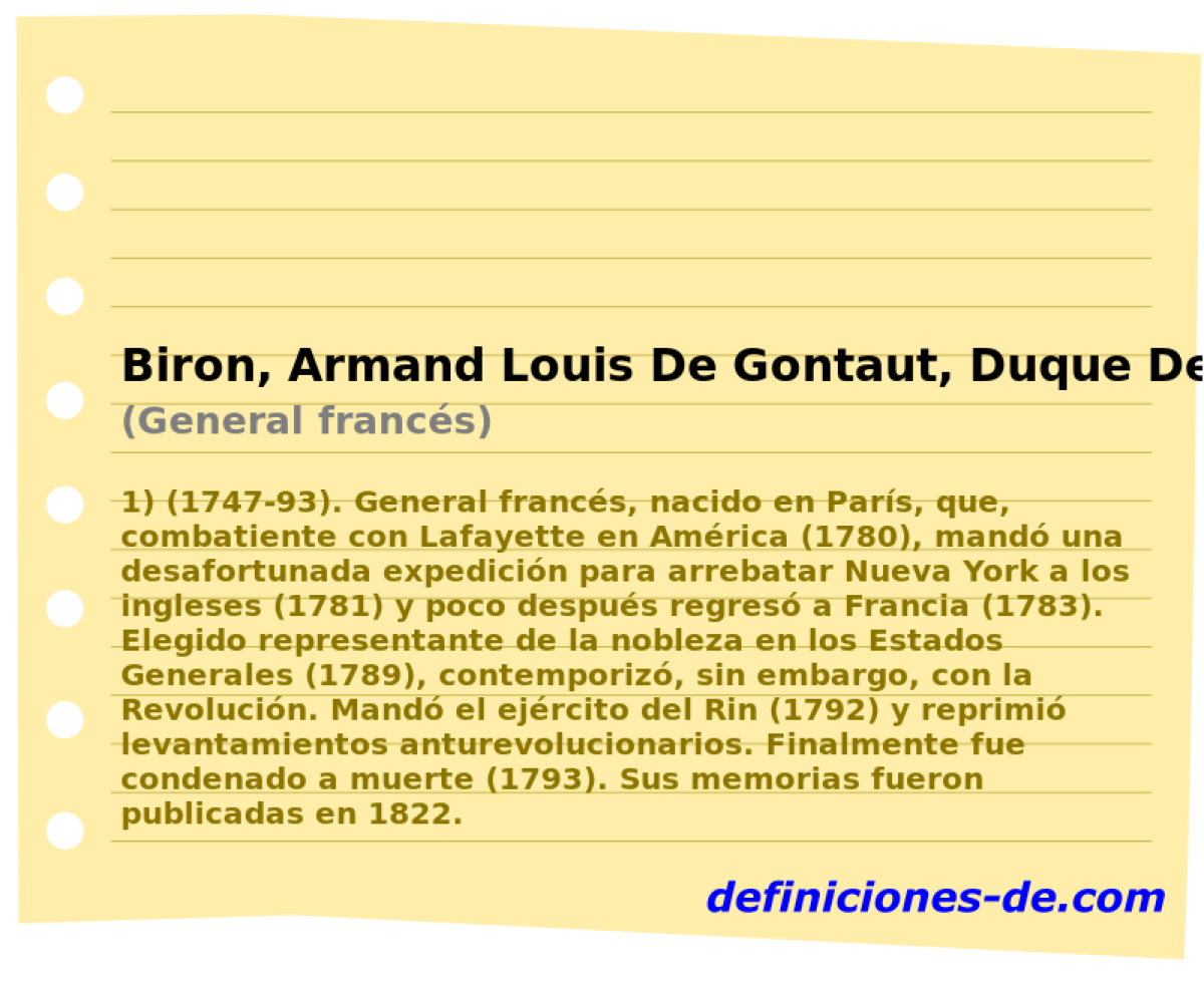Biron, Armand Louis De Gontaut, Duque De (General francs)