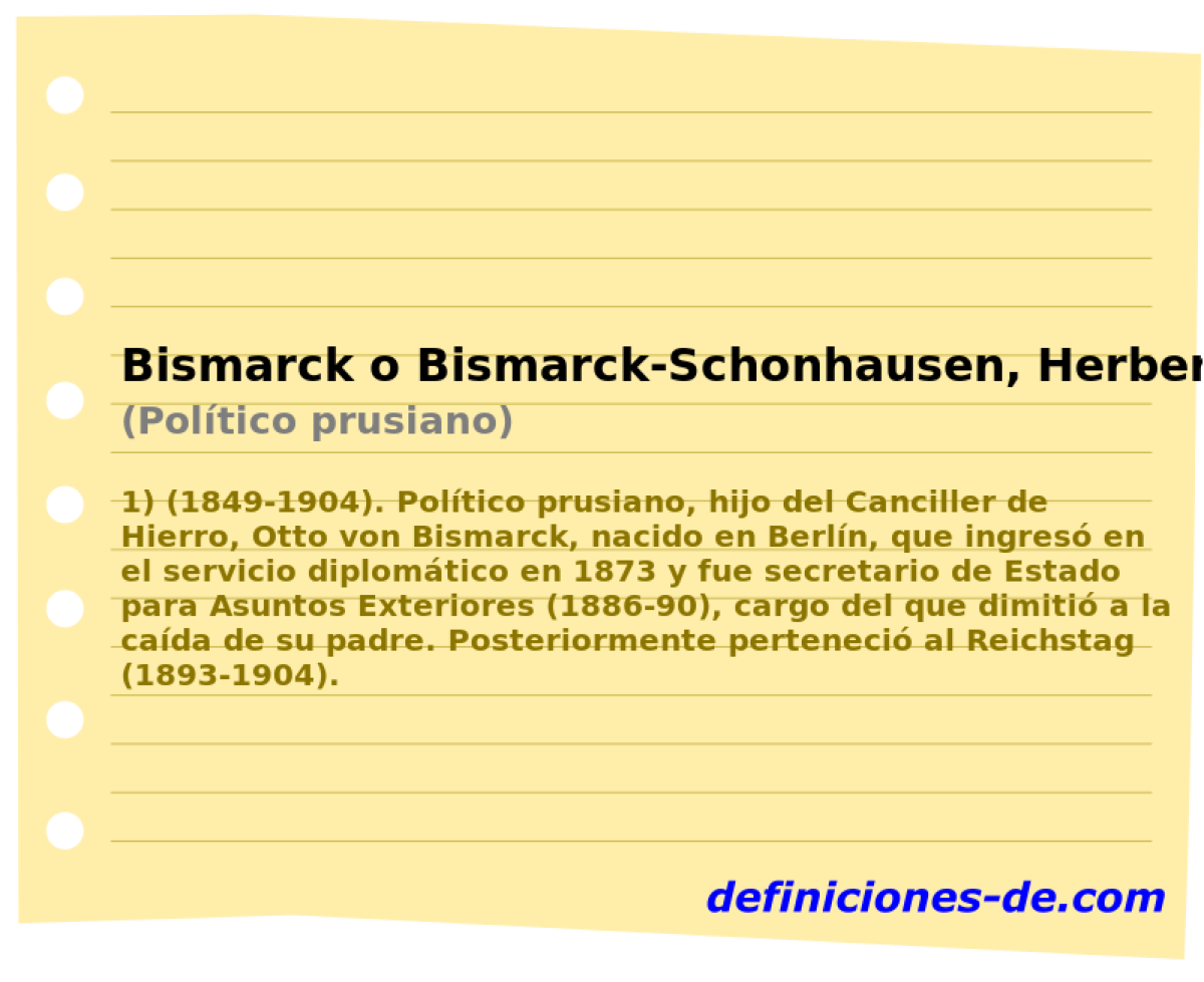Bismarck o Bismarck-Schonhausen, Herbert Nikolaus Von (Poltico prusiano)