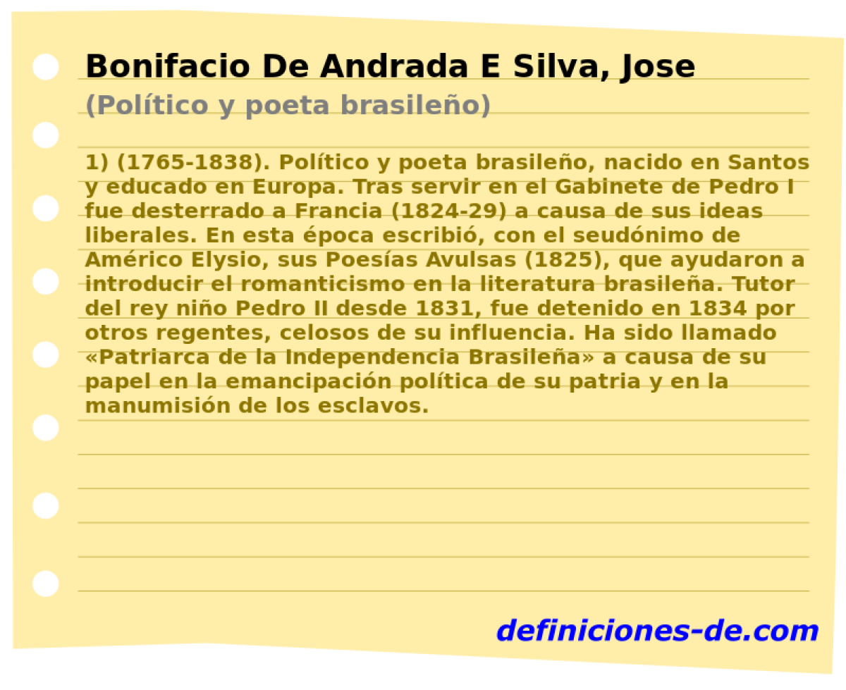 Bonifacio De Andrada E Silva, Jose (Poltico y poeta brasileo)