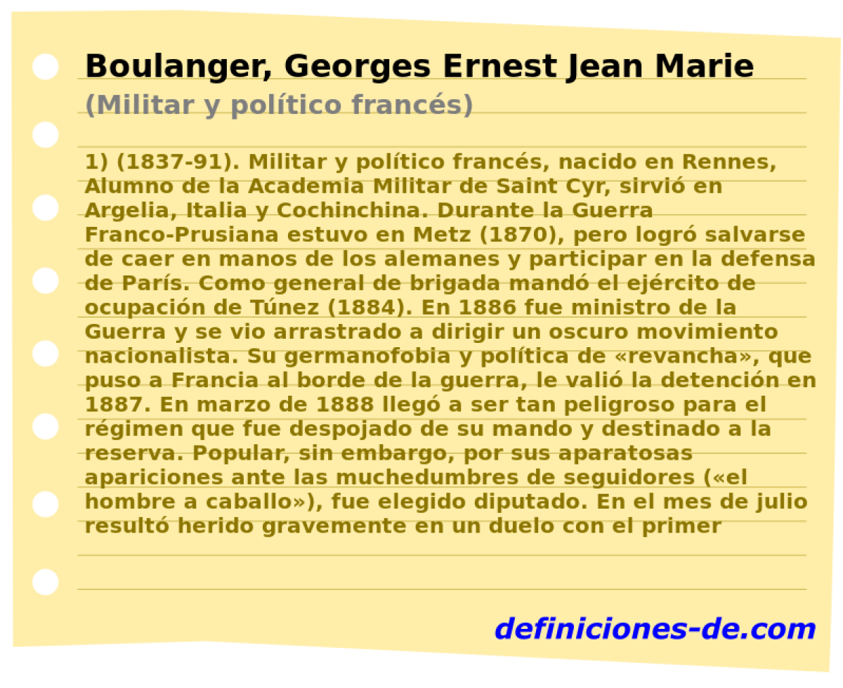 Boulanger, Georges Ernest Jean Marie (Militar y poltico francs)
