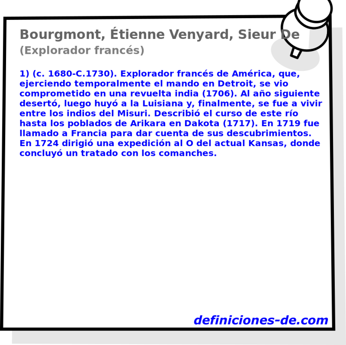 Bourgmont, tienne Venyard, Sieur De (Explorador francs)