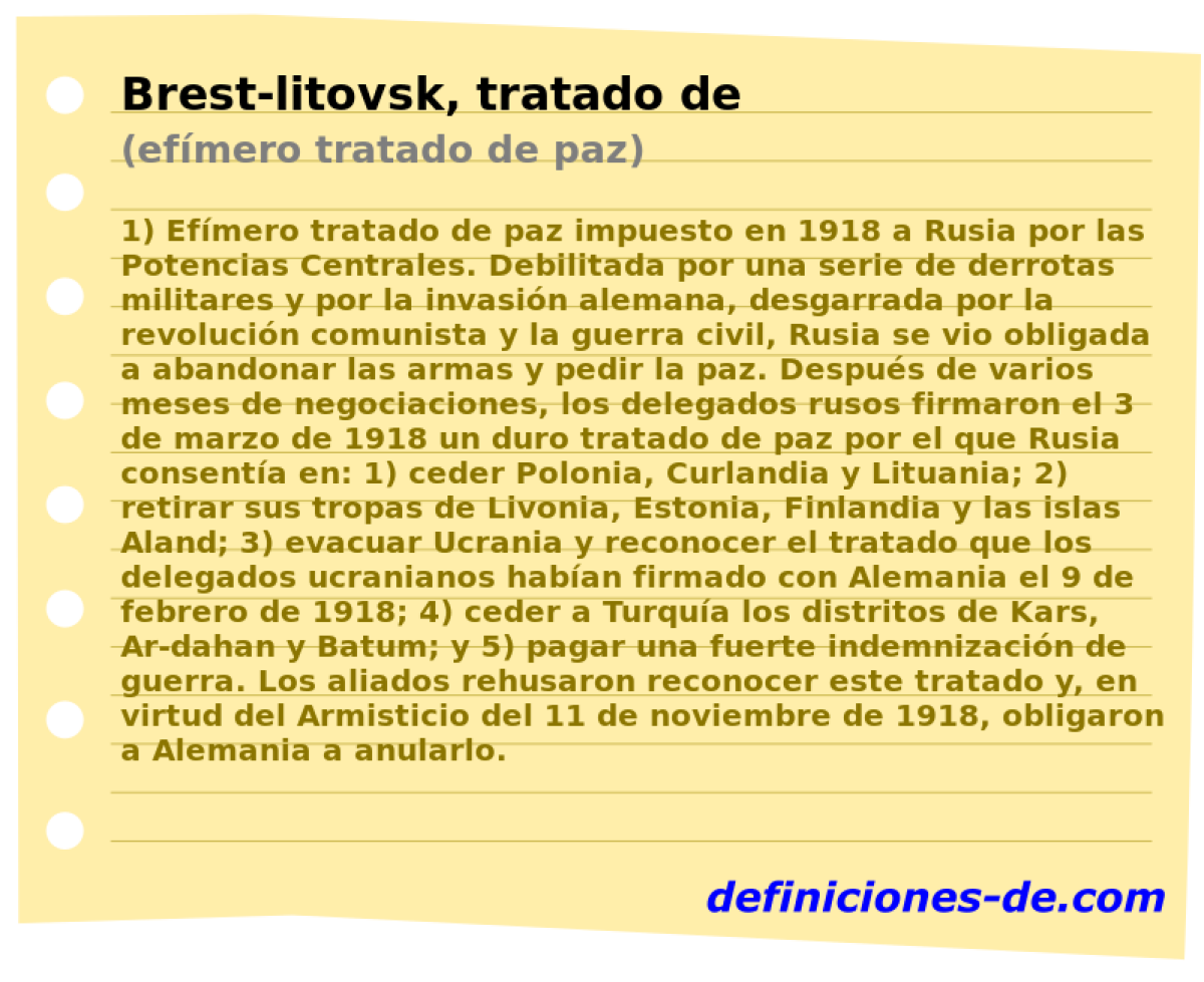 Brest-litovsk, tratado de (efmero tratado de paz)