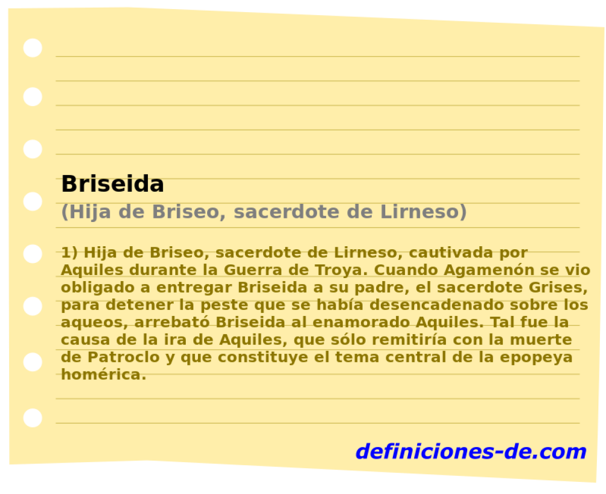 Briseida (Hija de Briseo, sacerdote de Lirneso)