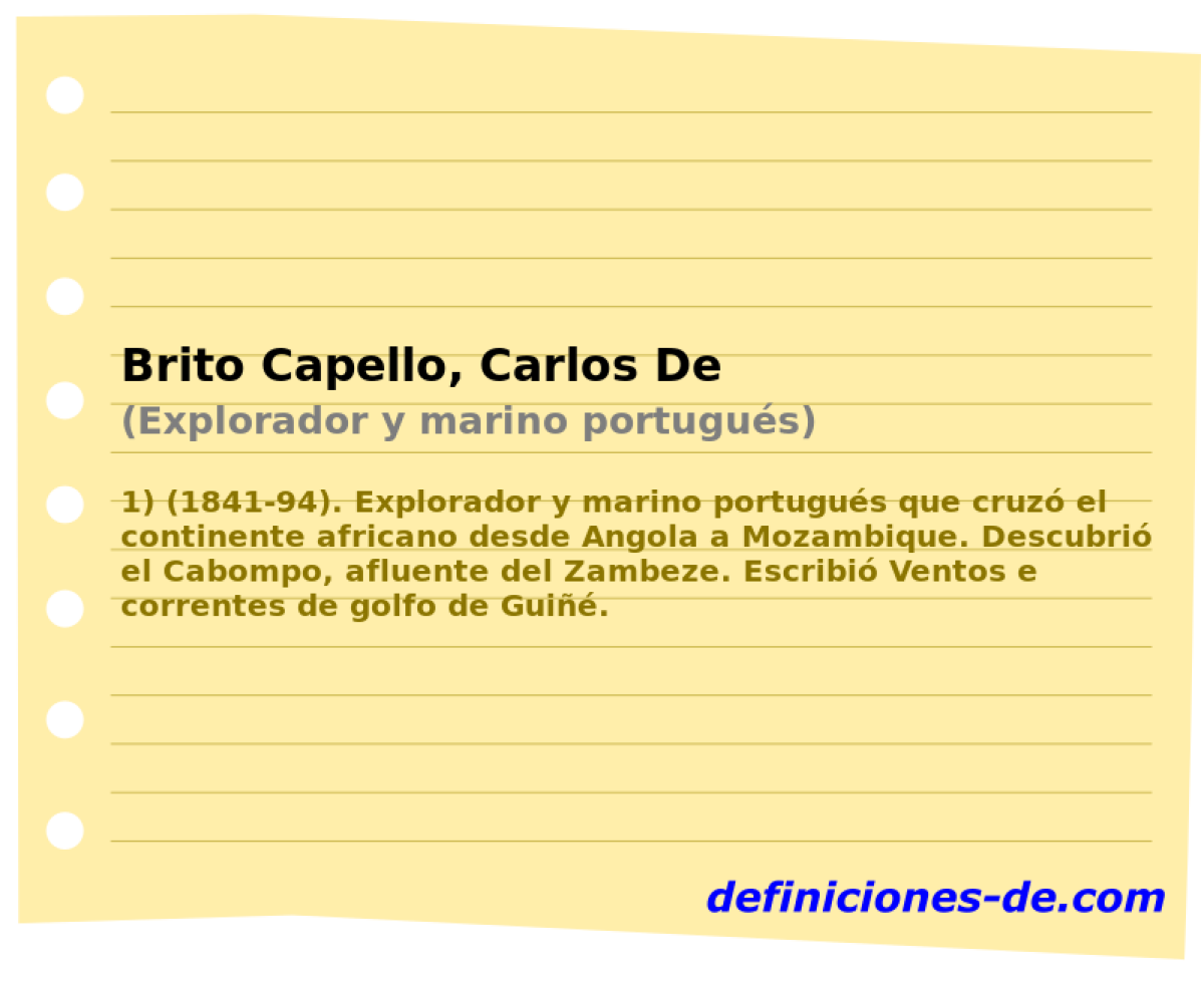Brito Capello, Carlos De (Explorador y marino portugus)