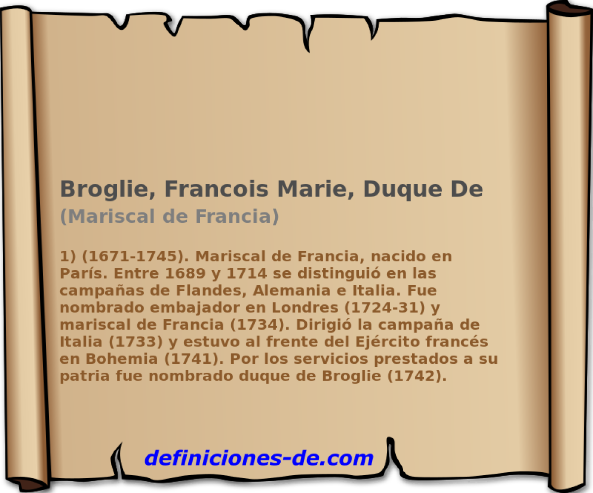 Broglie, Francois Marie, Duque De (Mariscal de Francia)
