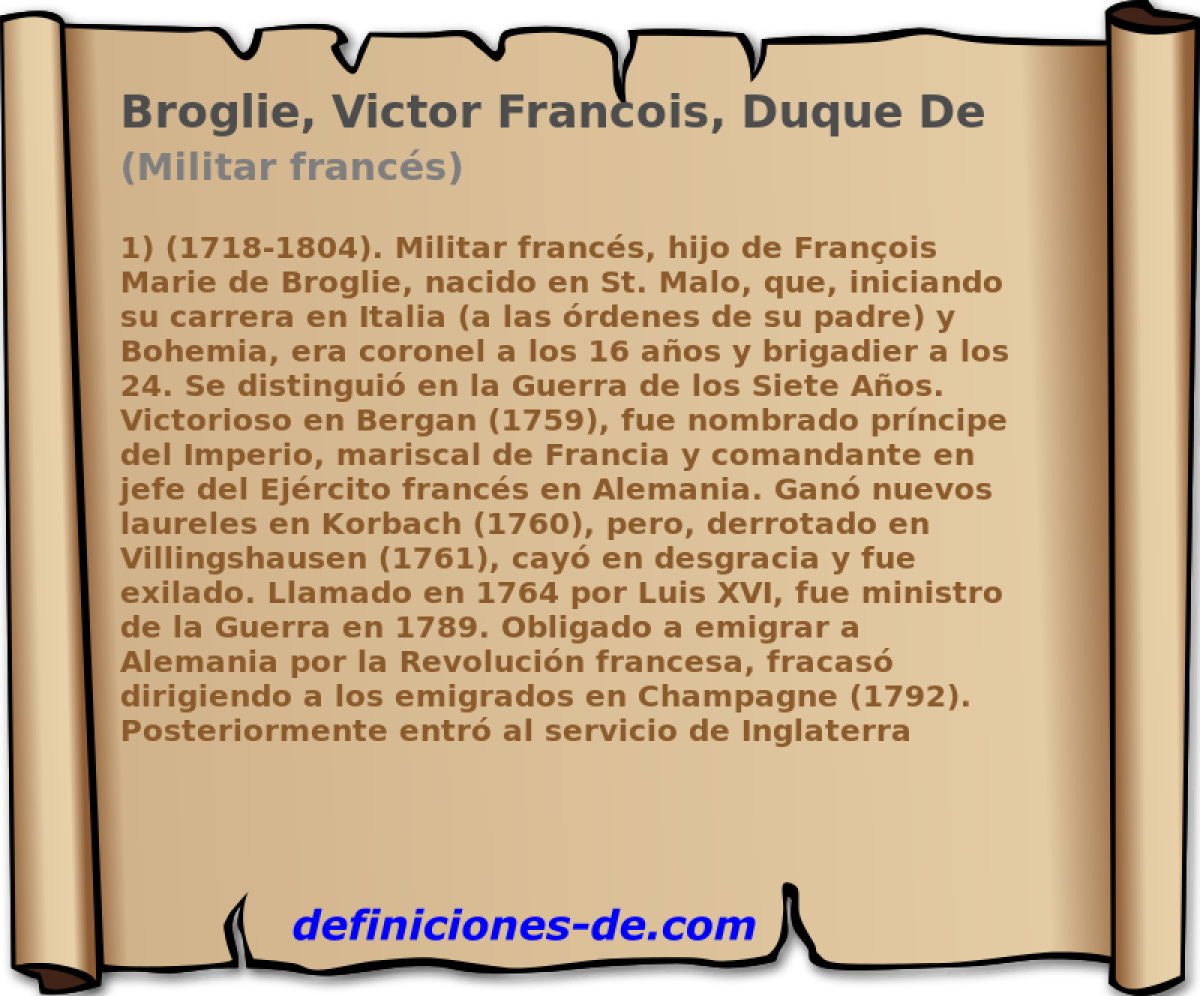 Broglie, Victor Francois, Duque De (Militar francs)