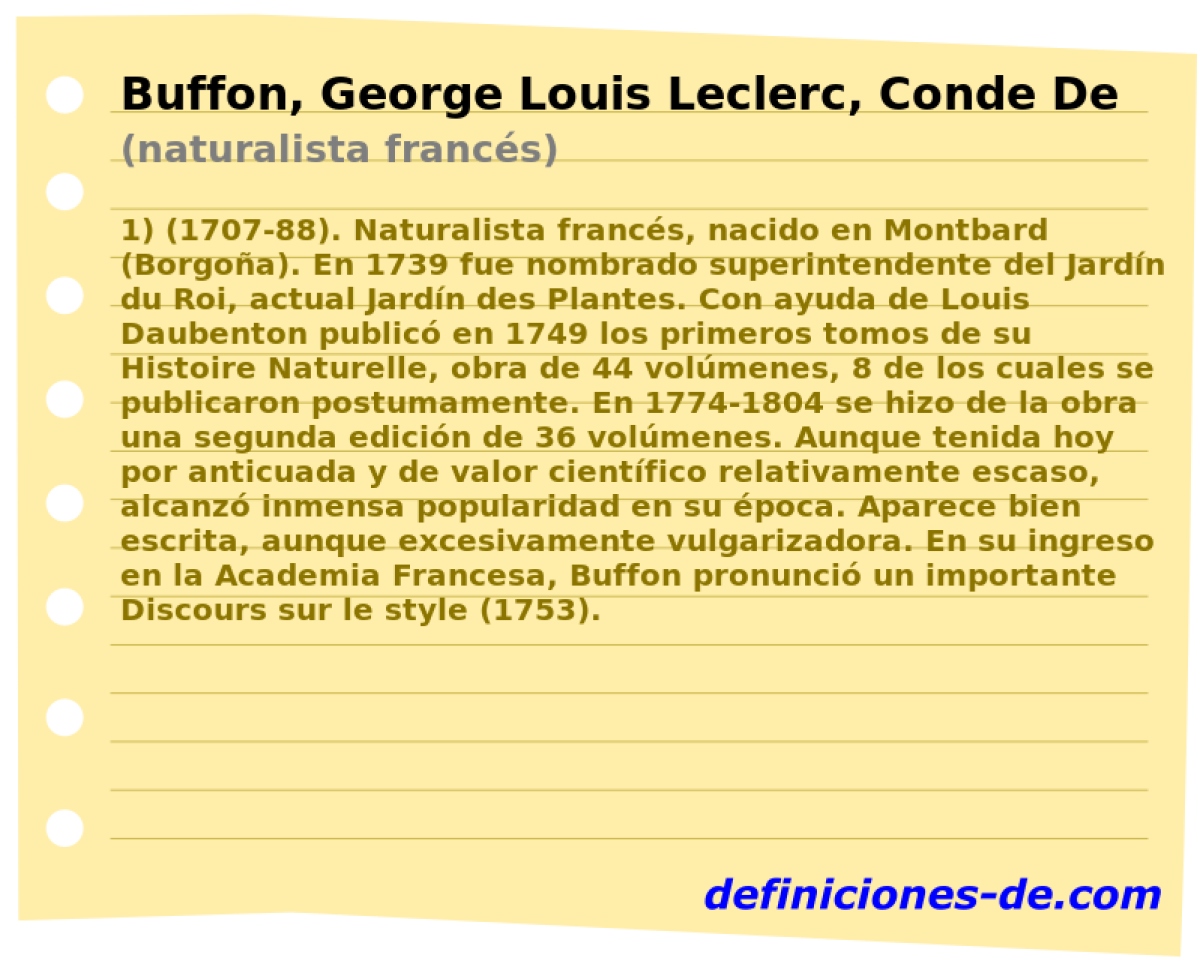 Buffon, George Louis Leclerc, Conde De (naturalista francs)