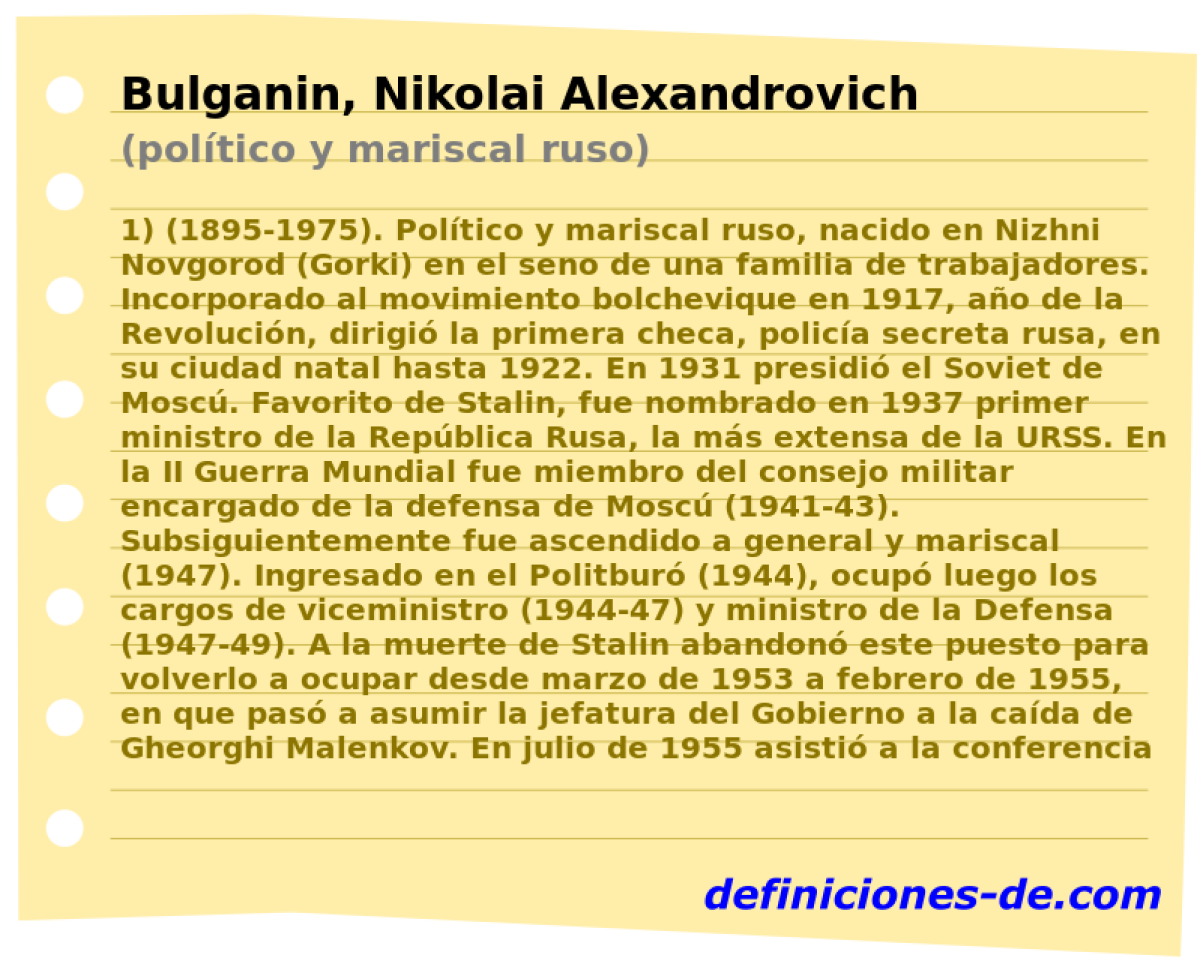 Bulganin, Nikolai Alexandrovich (poltico y mariscal ruso)
