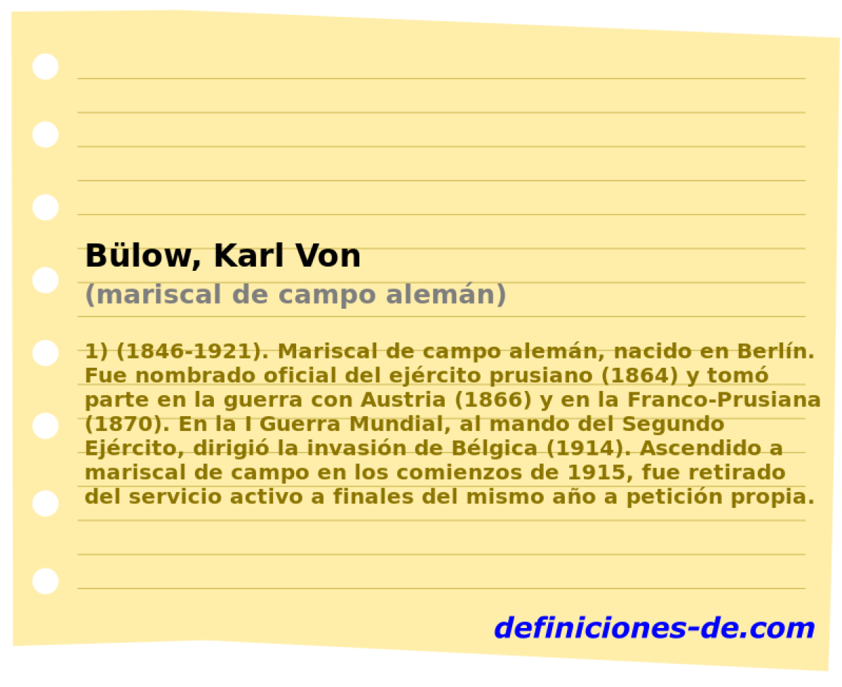 Blow, Karl Von (mariscal de campo alemn)