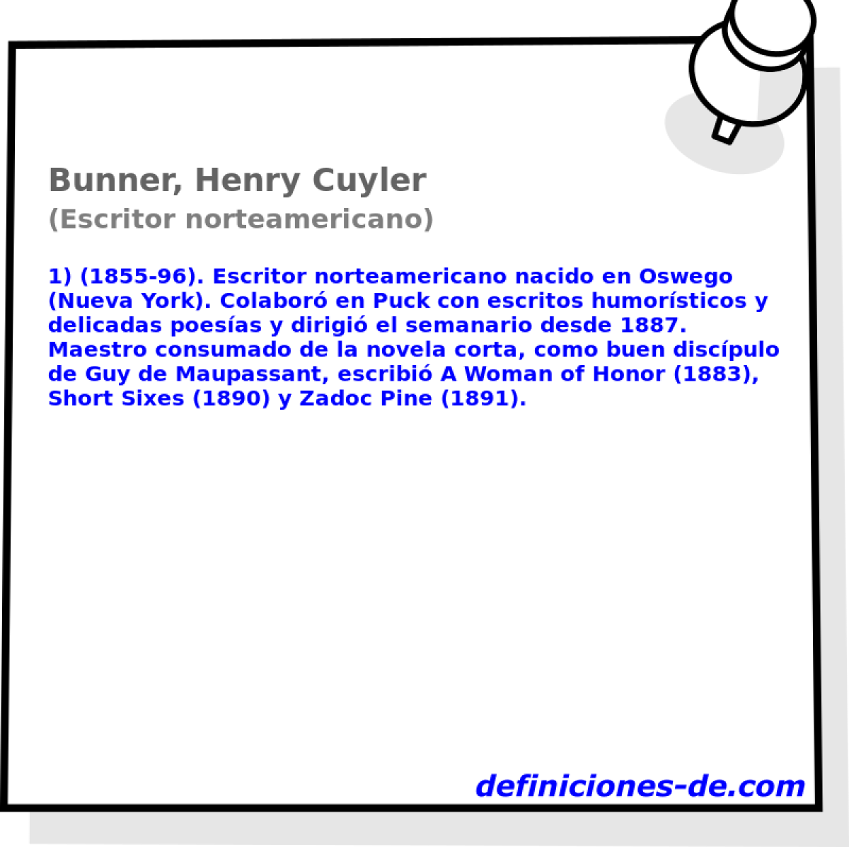 Bunner, Henry Cuyler (Escritor norteamericano)