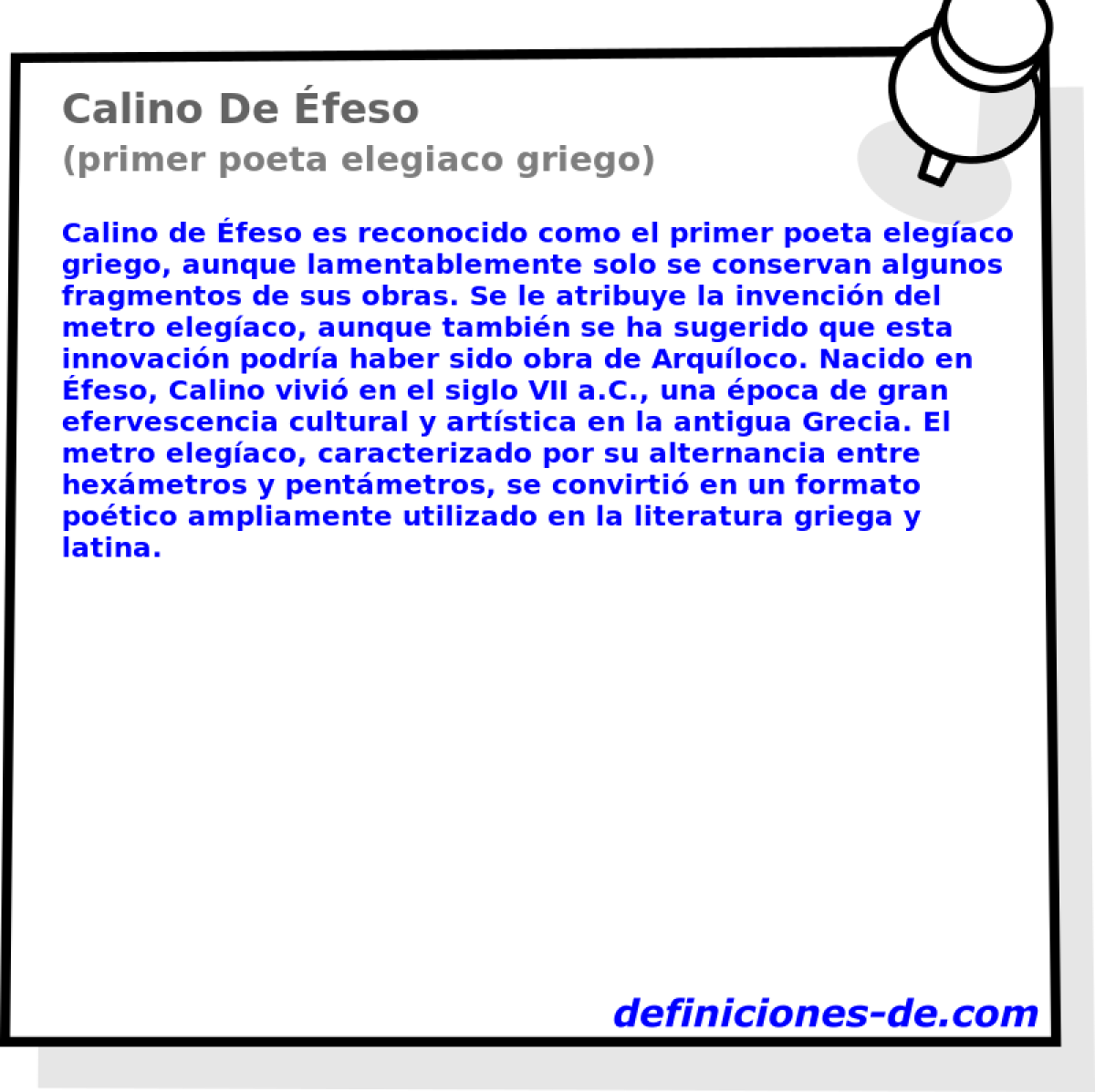 Calino De feso (primer poeta elegiaco griego)