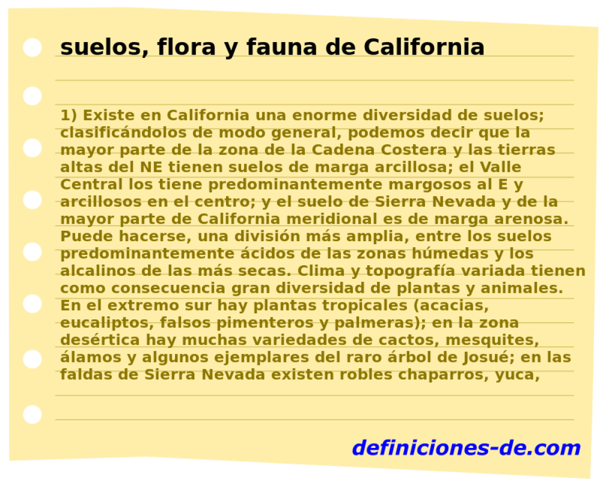 suelos, flora y fauna de California 