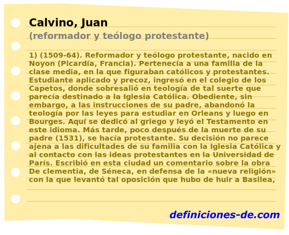 Calvino, Juan (reformador y telogo protestante)