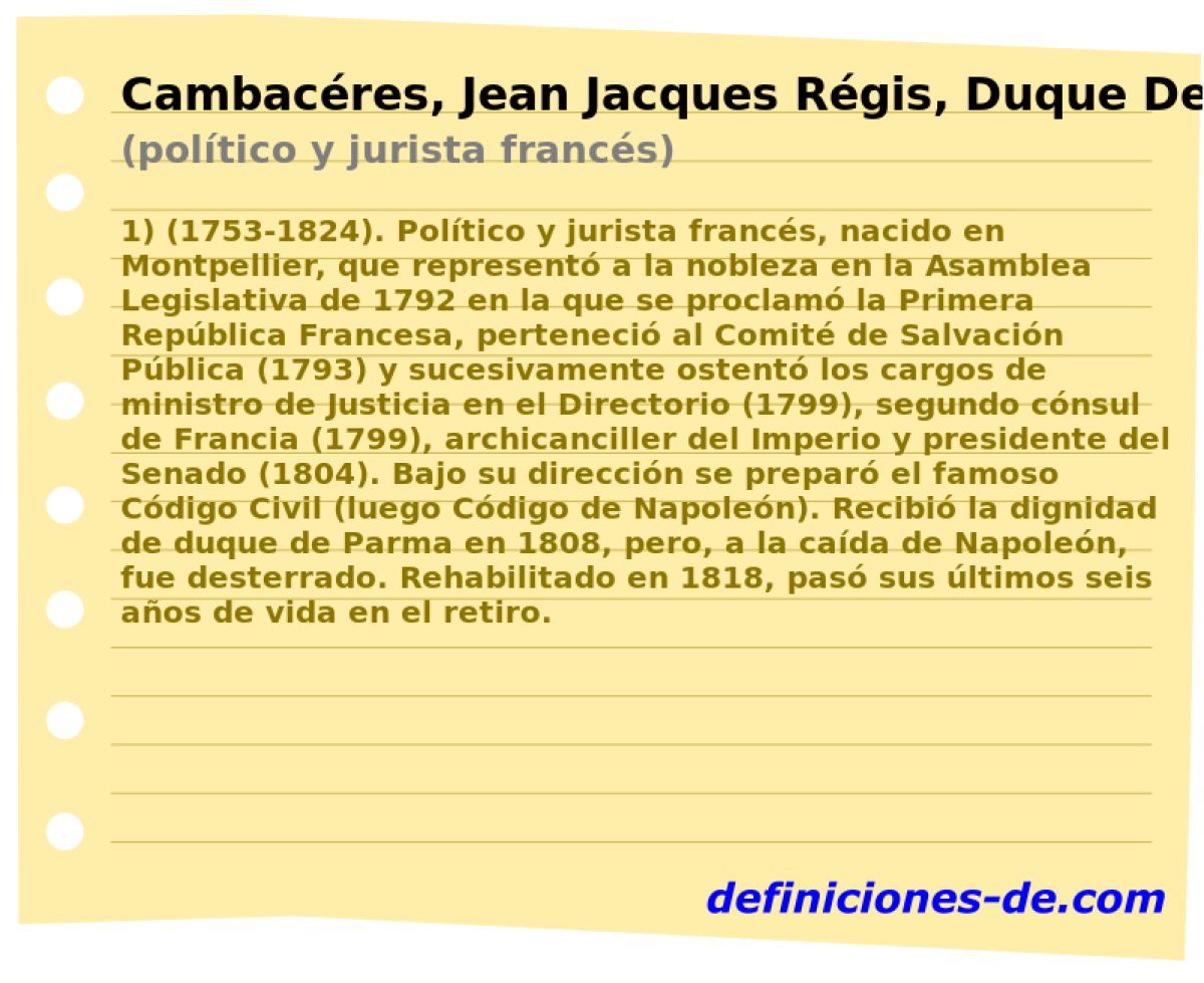 Cambacres, Jean Jacques Rgis, Duque De (poltico y jurista francs)