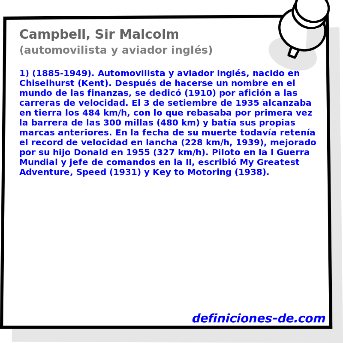 Campbell, Sir Malcolm (automovilista y aviador ingls)