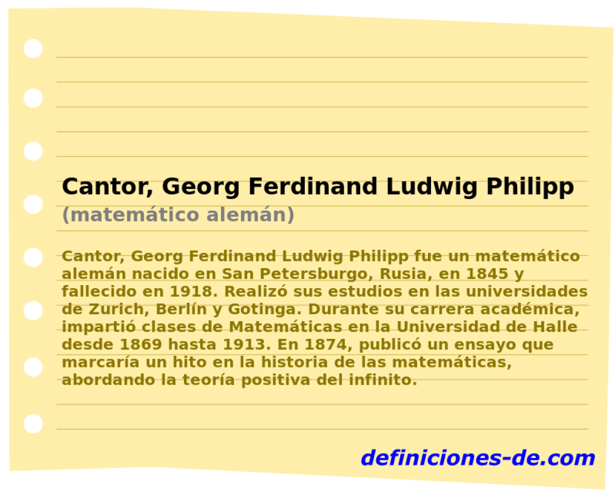 Cantor, Georg Ferdinand Ludwig Philipp (matemtico alemn)