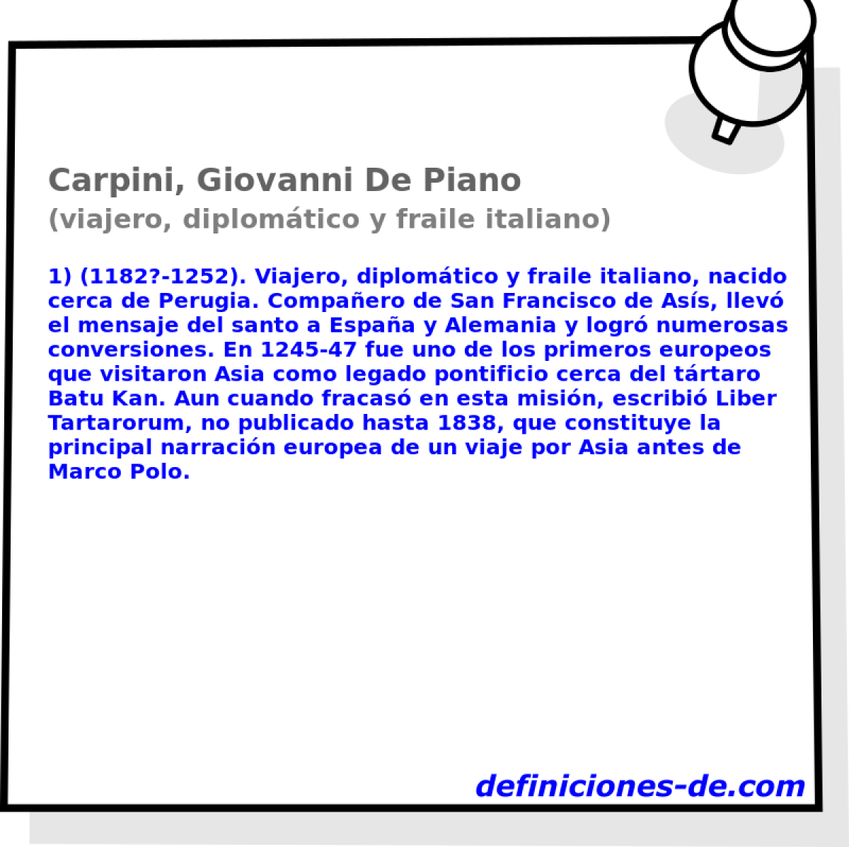 Carpini, Giovanni De Piano (viajero, diplomtico y fraile italiano)