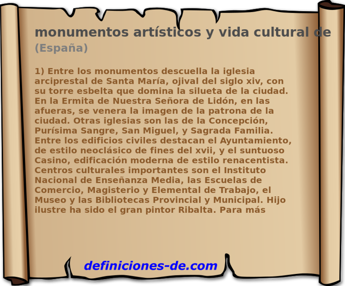 monumentos artsticos y vida cultural de Castelln de la Plana (Espaa)