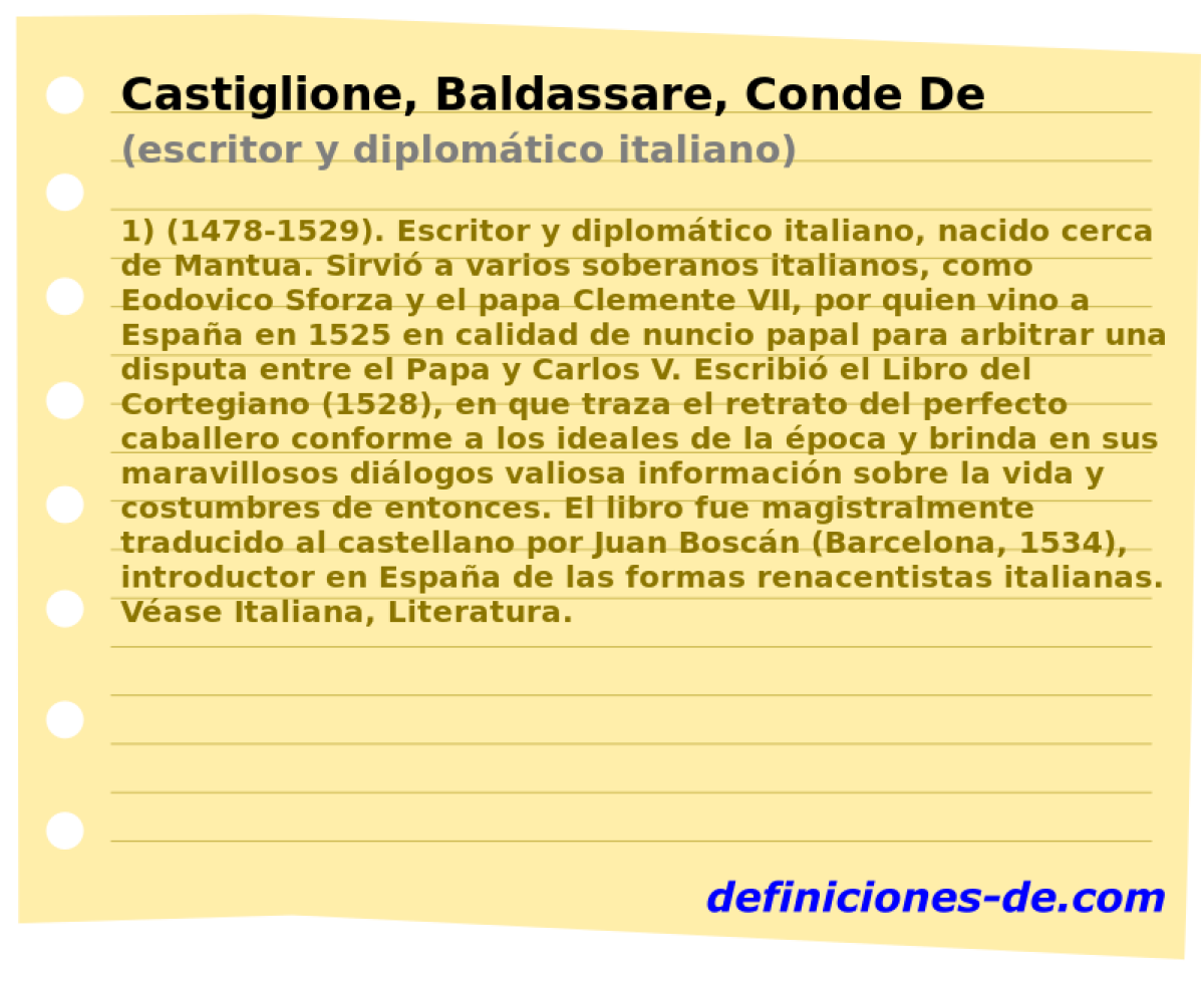 Castiglione, Baldassare, Conde De (escritor y diplomtico italiano)