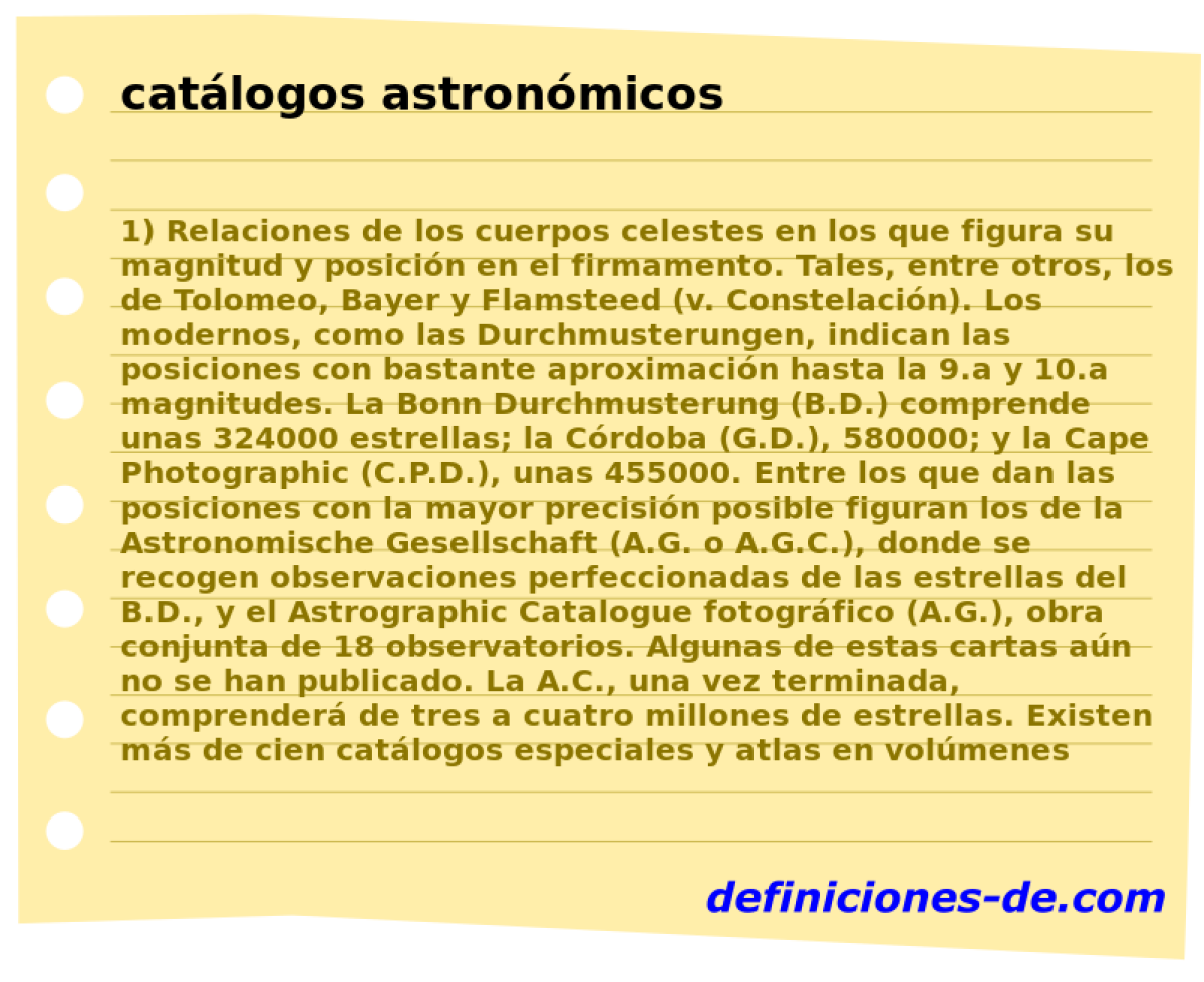 catlogos astronmicos 