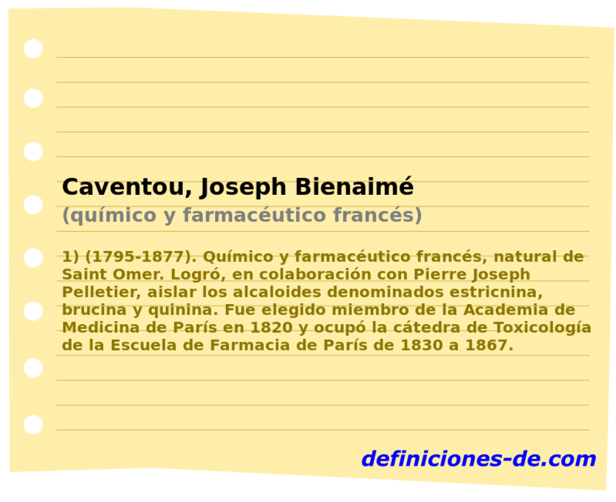 Caventou, Joseph Bienaim (qumico y farmacutico francs)