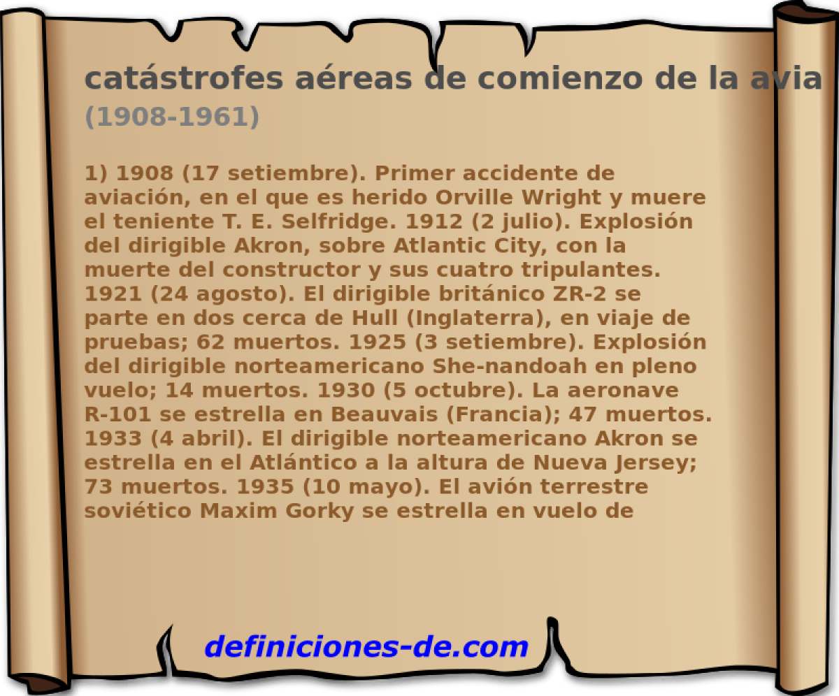 catstrofes areas de comienzo de la aviacin (1908-1961)