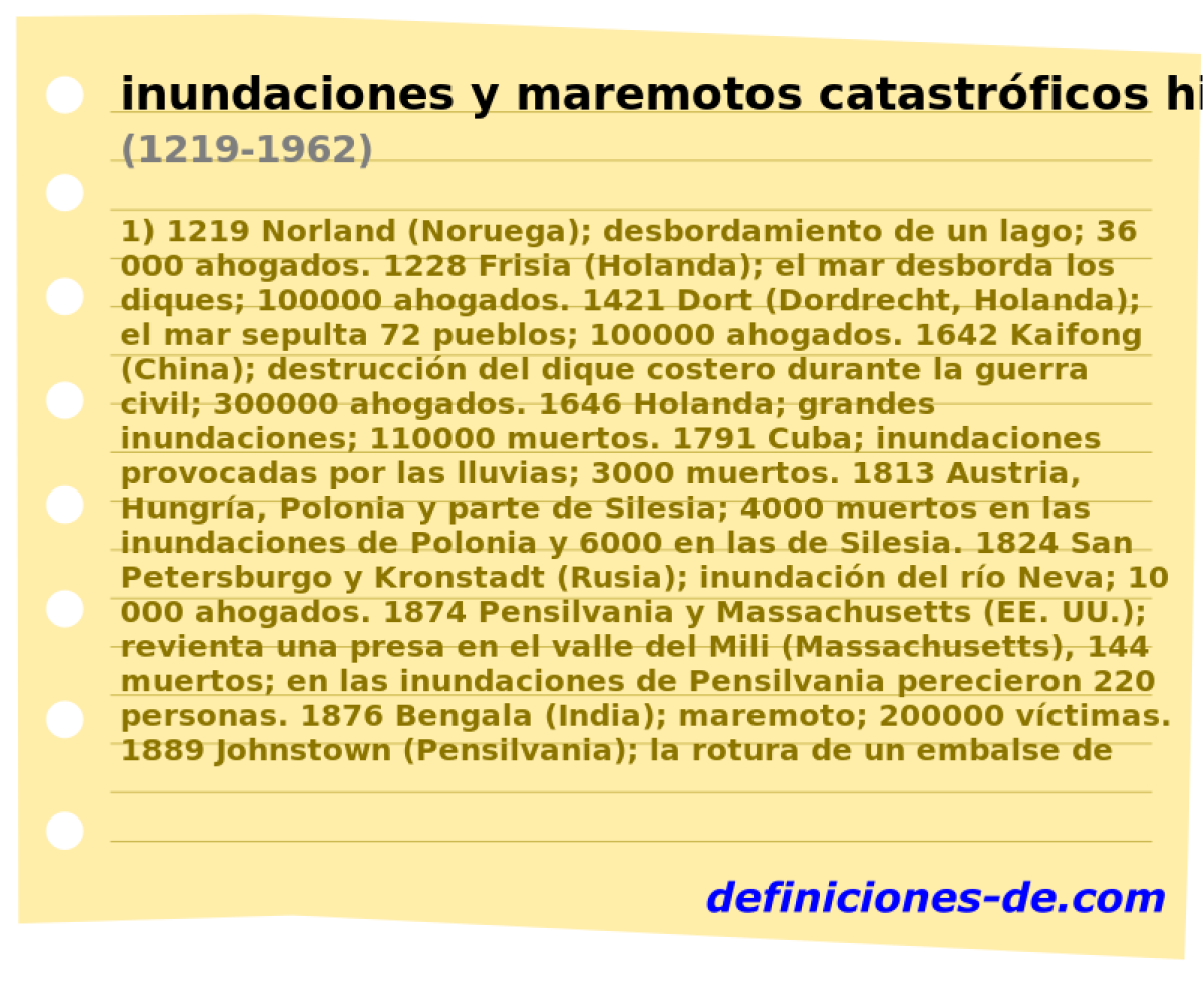 inundaciones y maremotos catastrficos histricos (1219-1962)