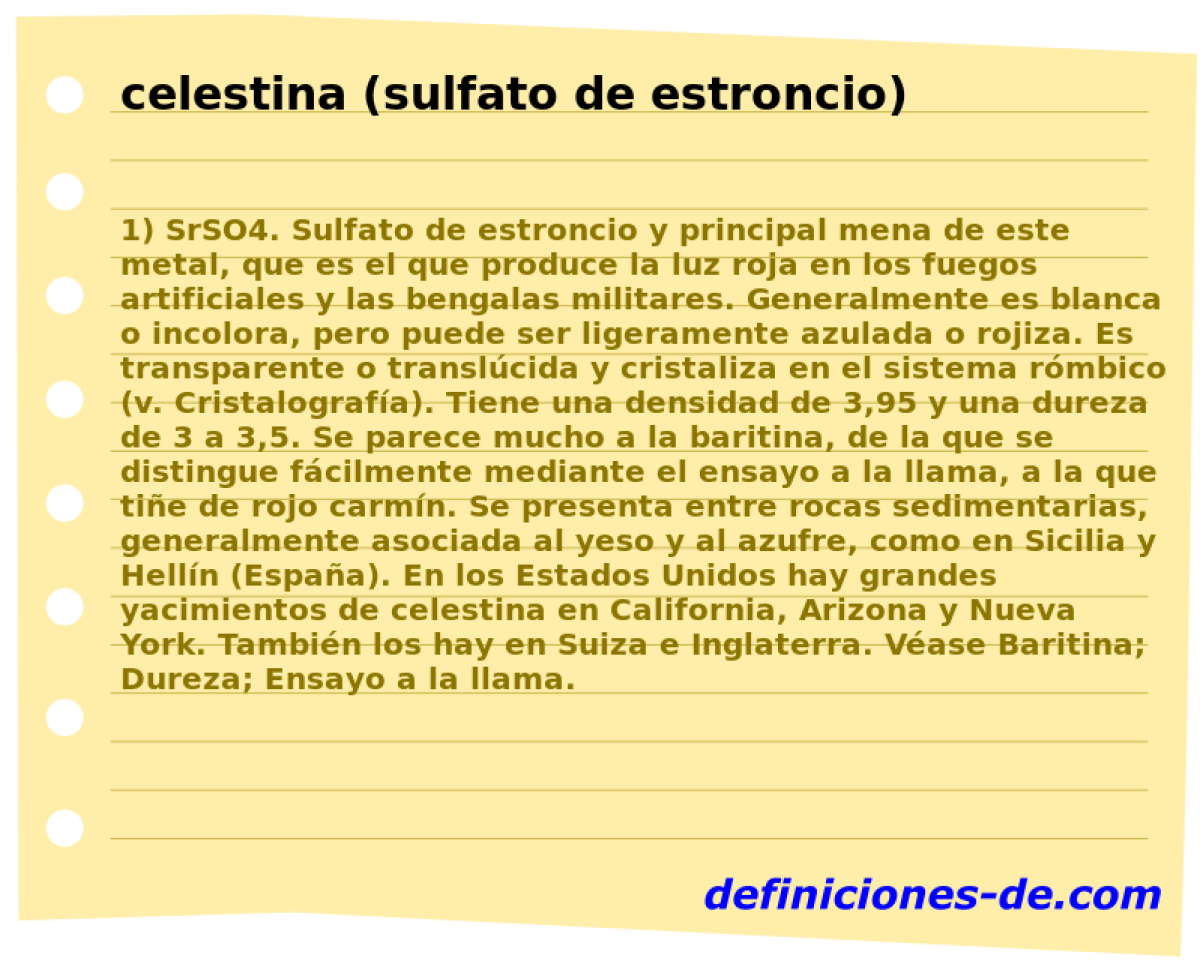 celestina (sulfato de estroncio) 