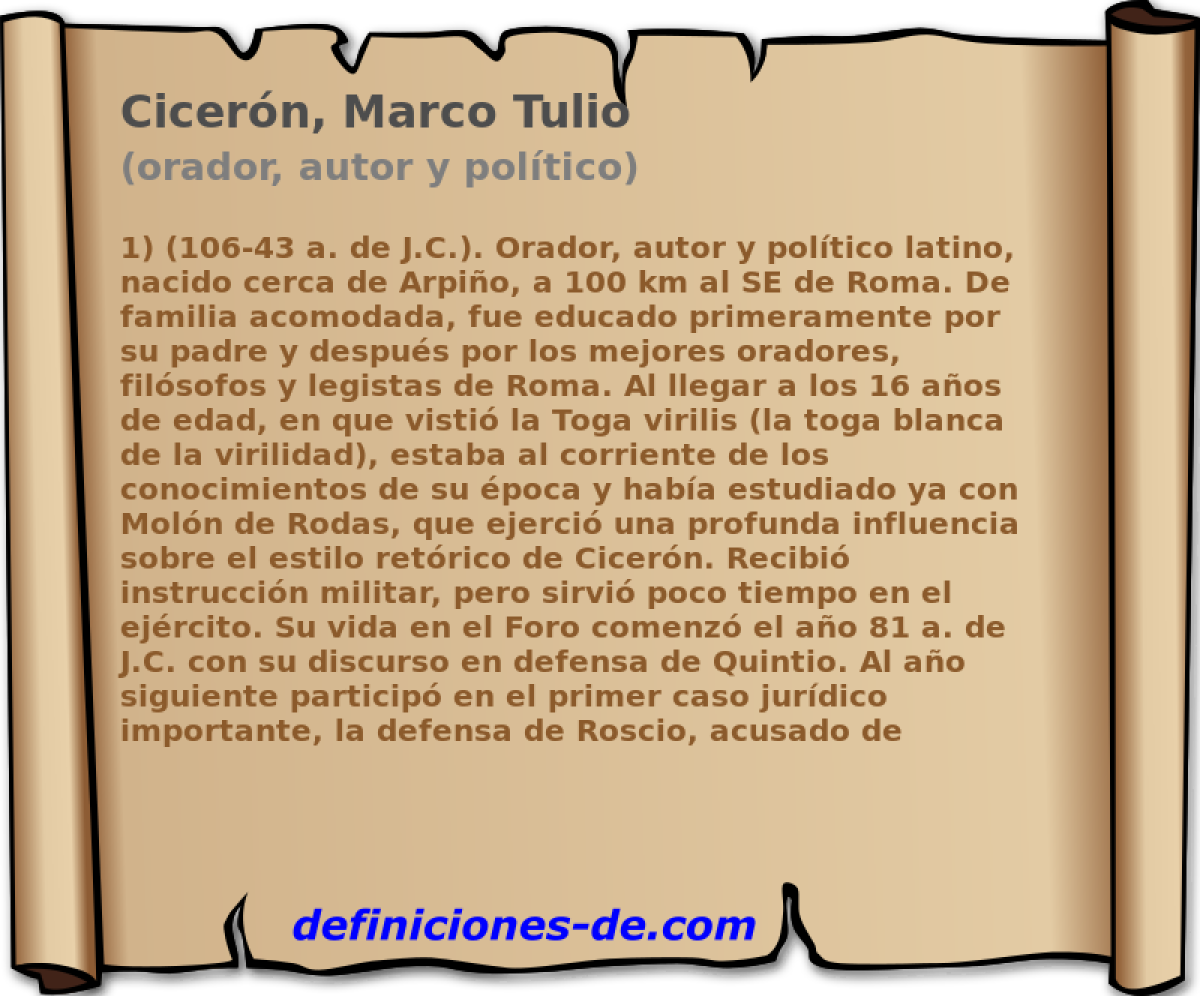 Cicern, Marco Tulio (orador, autor y poltico)