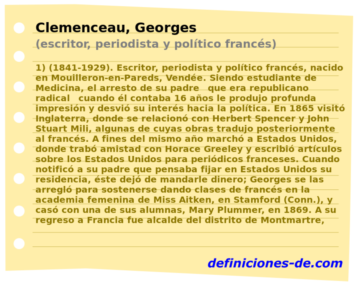 Clemenceau, Georges (escritor, periodista y poltico francs)