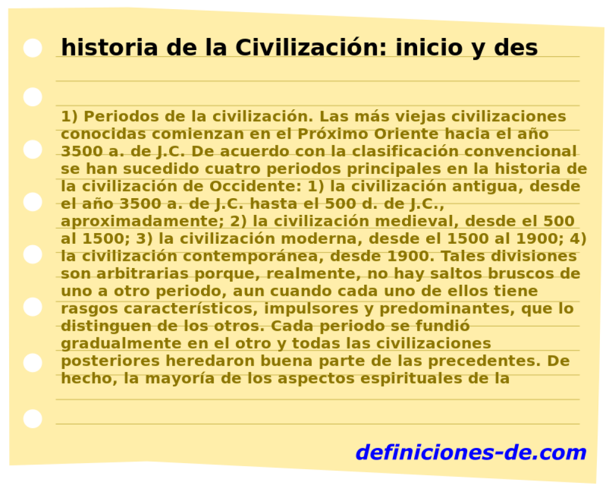 historia de la Civilizacin: inicio y desarrollo 
