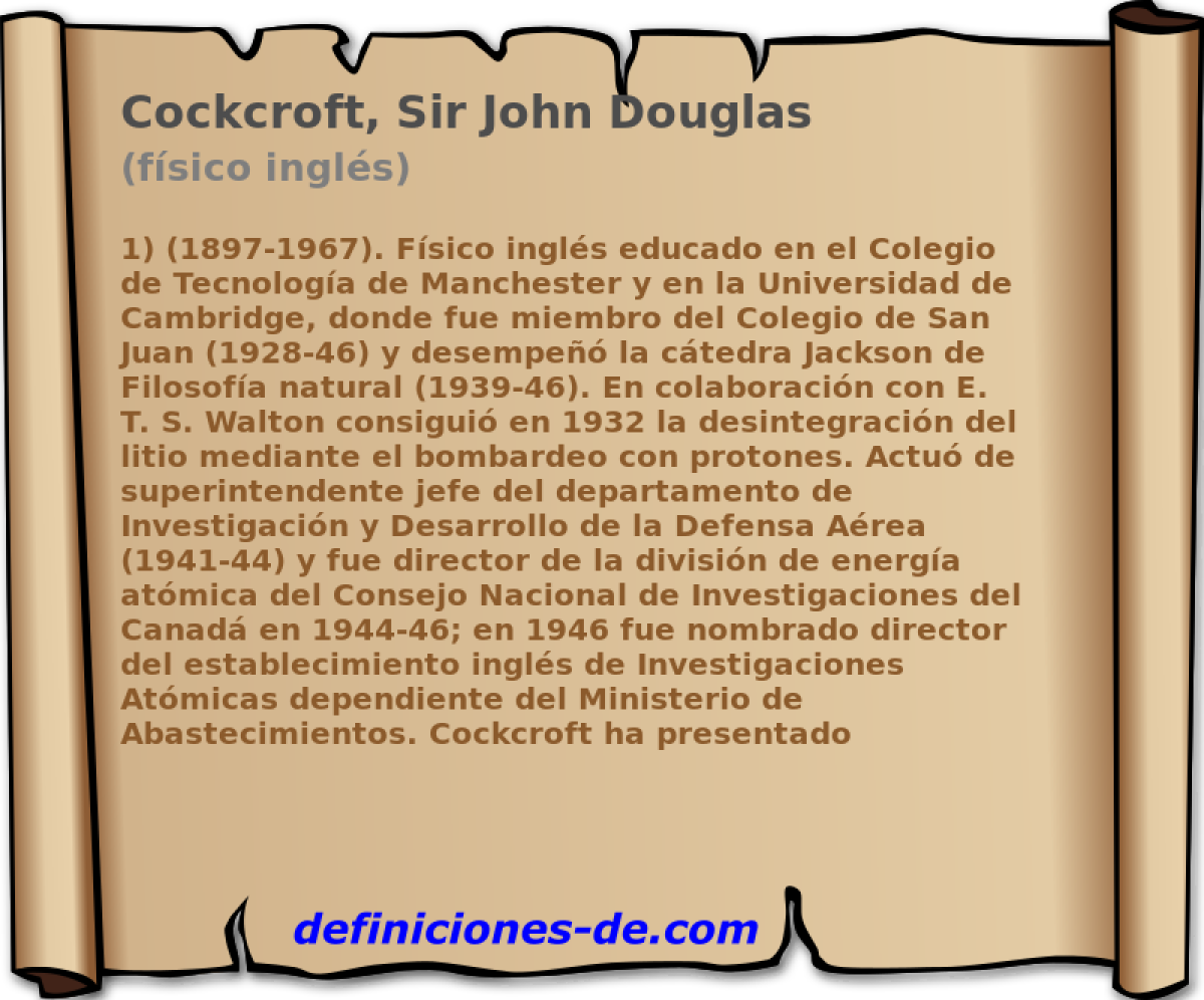 Cockcroft, Sir John Douglas (fsico ingls)