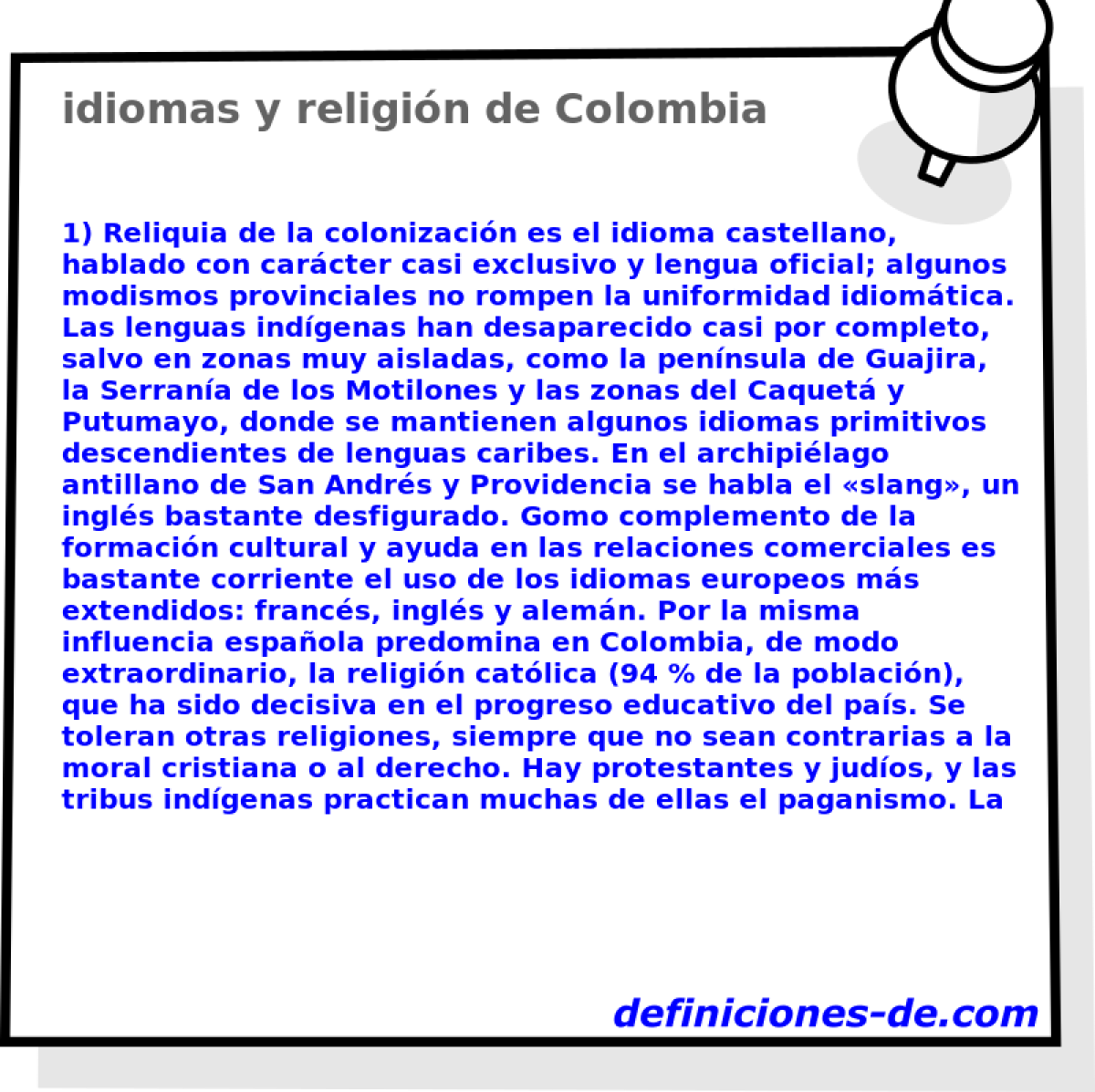 idiomas y religin de Colombia 