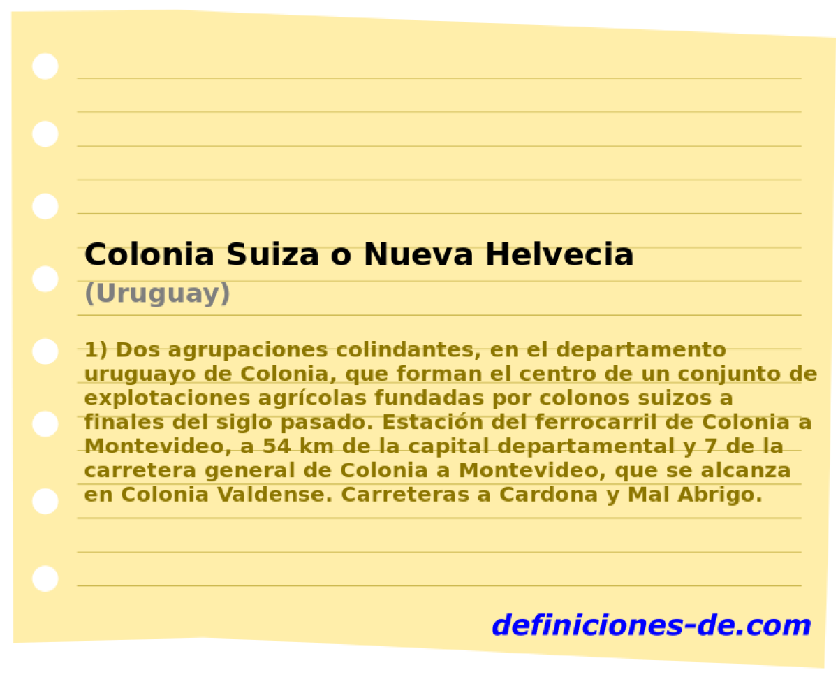 Colonia Suiza o Nueva Helvecia (Uruguay)