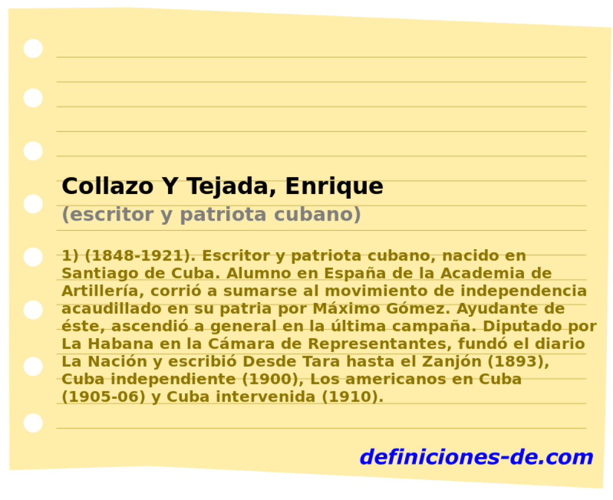 Collazo Y Tejada, Enrique (escritor y patriota cubano)