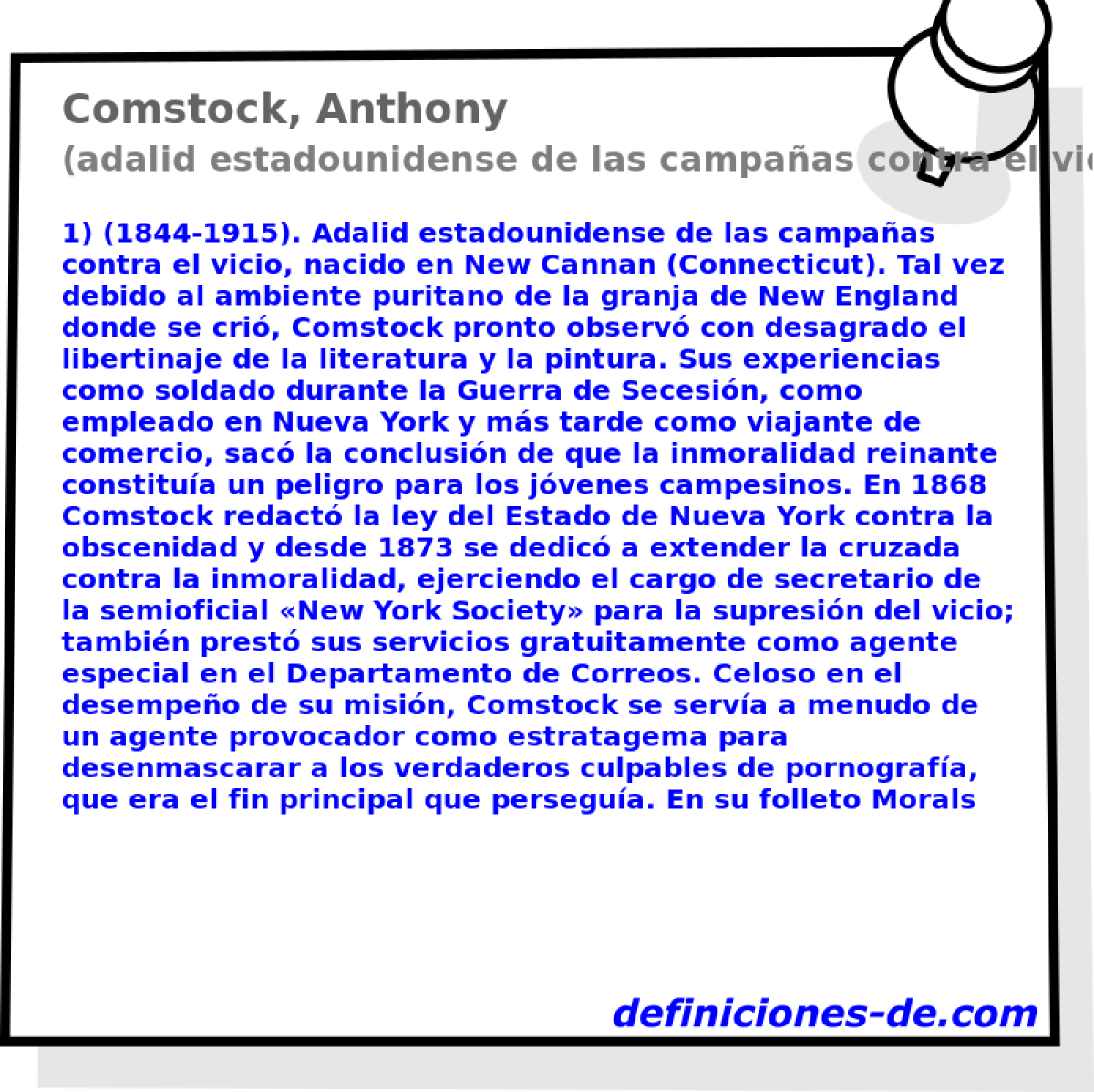 Comstock, Anthony (adalid estadounidense de las campaas contra el vicio)