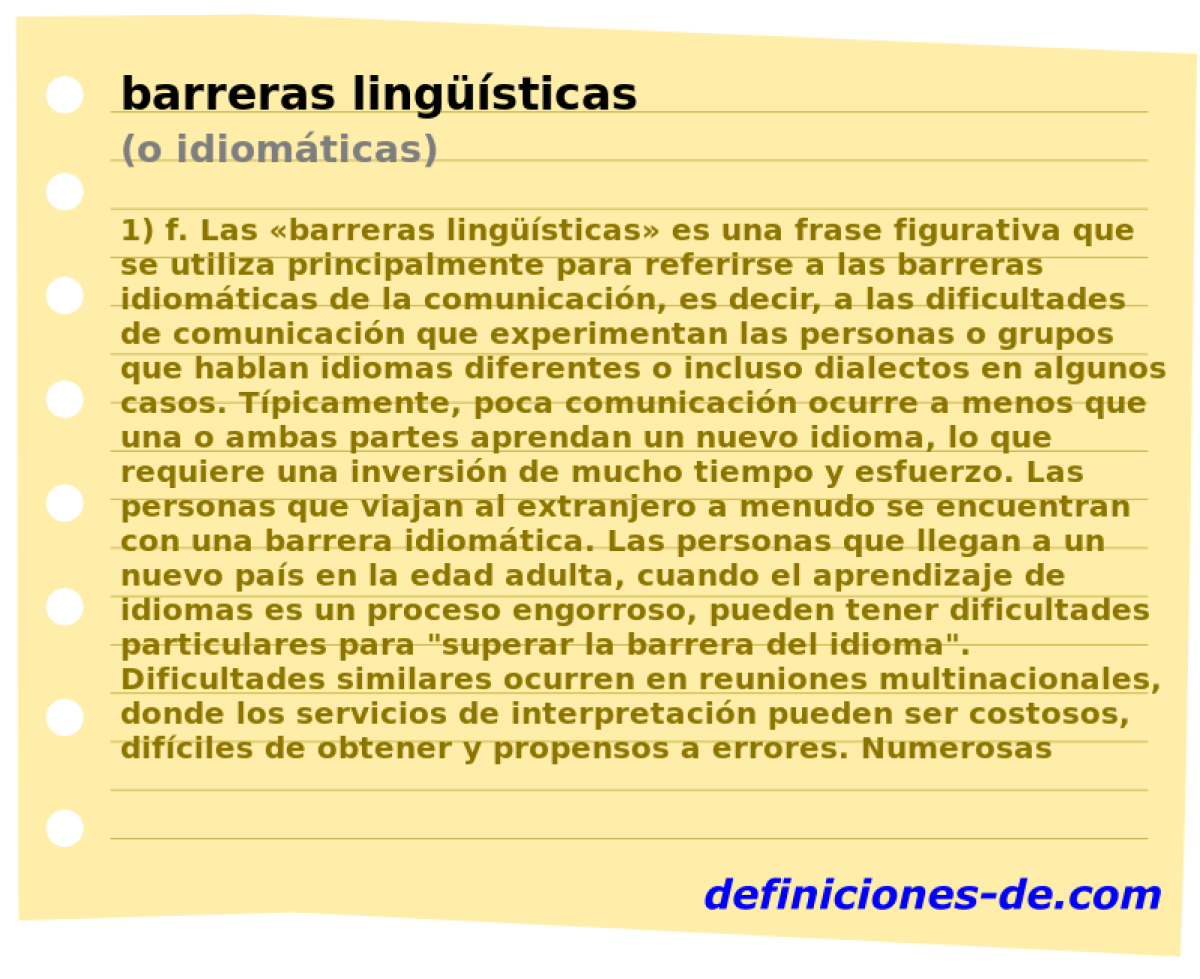 barreras lingüísticas (o idiomáticas)