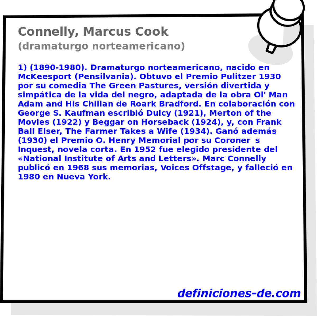 Connelly, Marcus Cook (dramaturgo norteamericano)