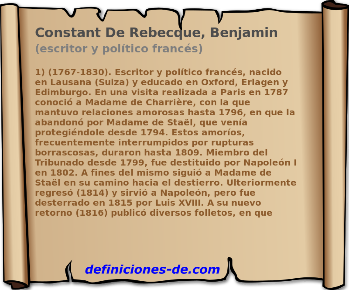 Constant De Rebecque, Benjamin (escritor y poltico francs)