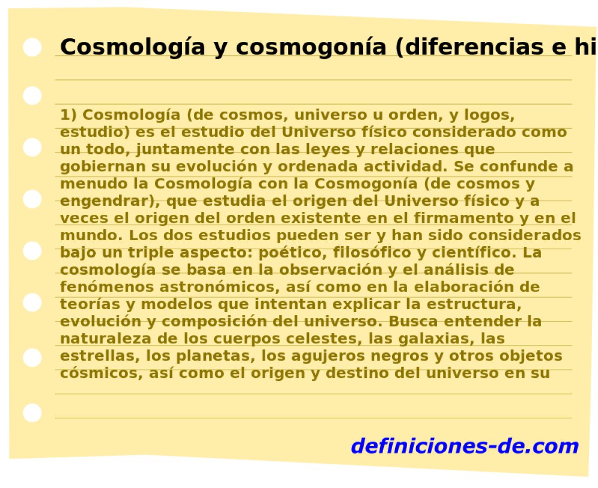 Cosmologa y cosmogona (diferencias e historia) 