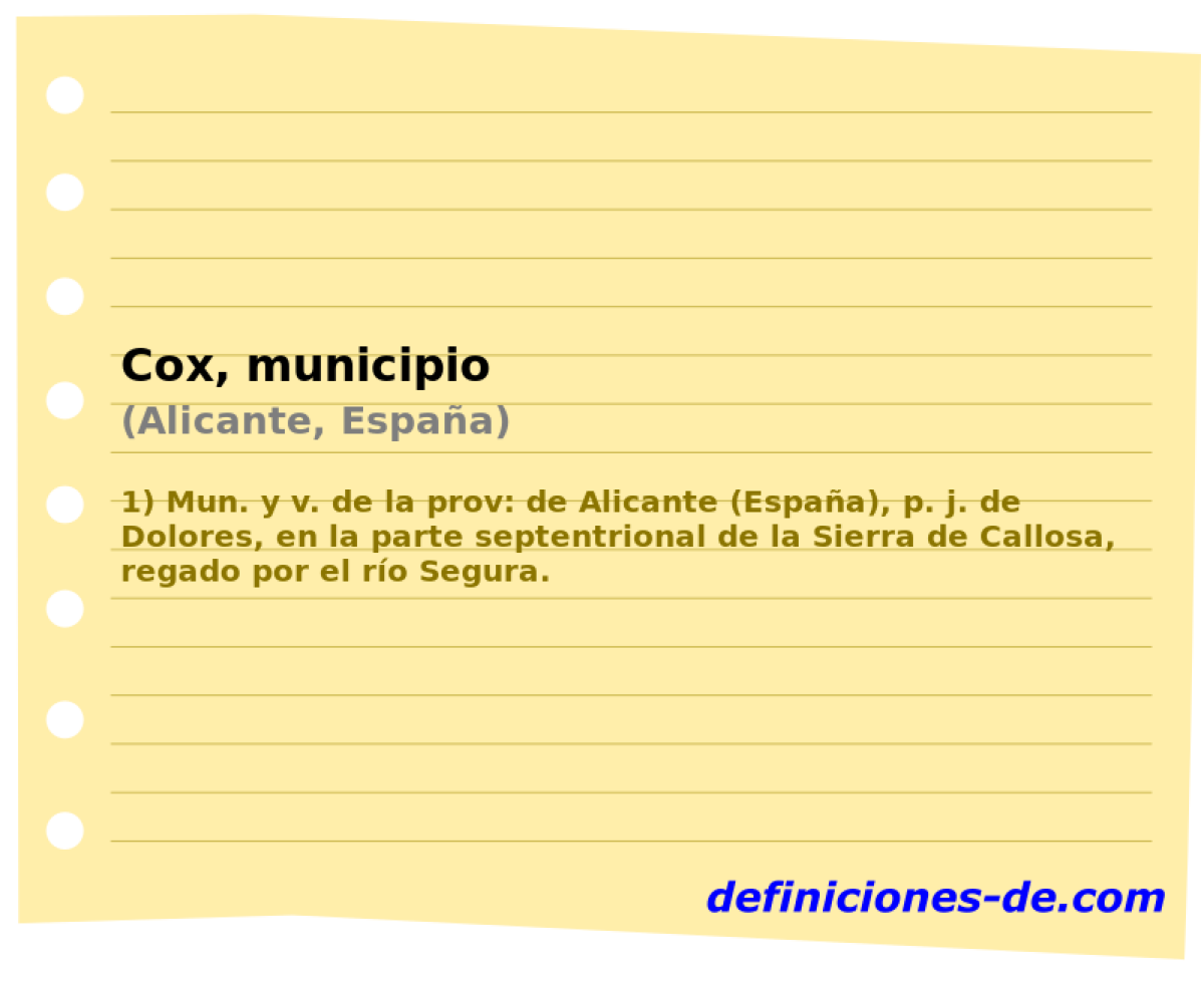 Cox, municipio (Alicante, Espaa)