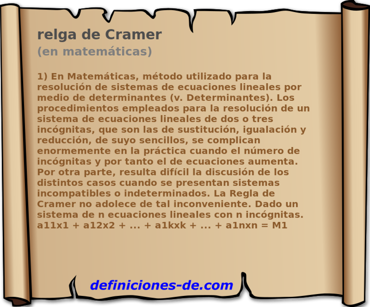relga de Cramer (en matemticas)