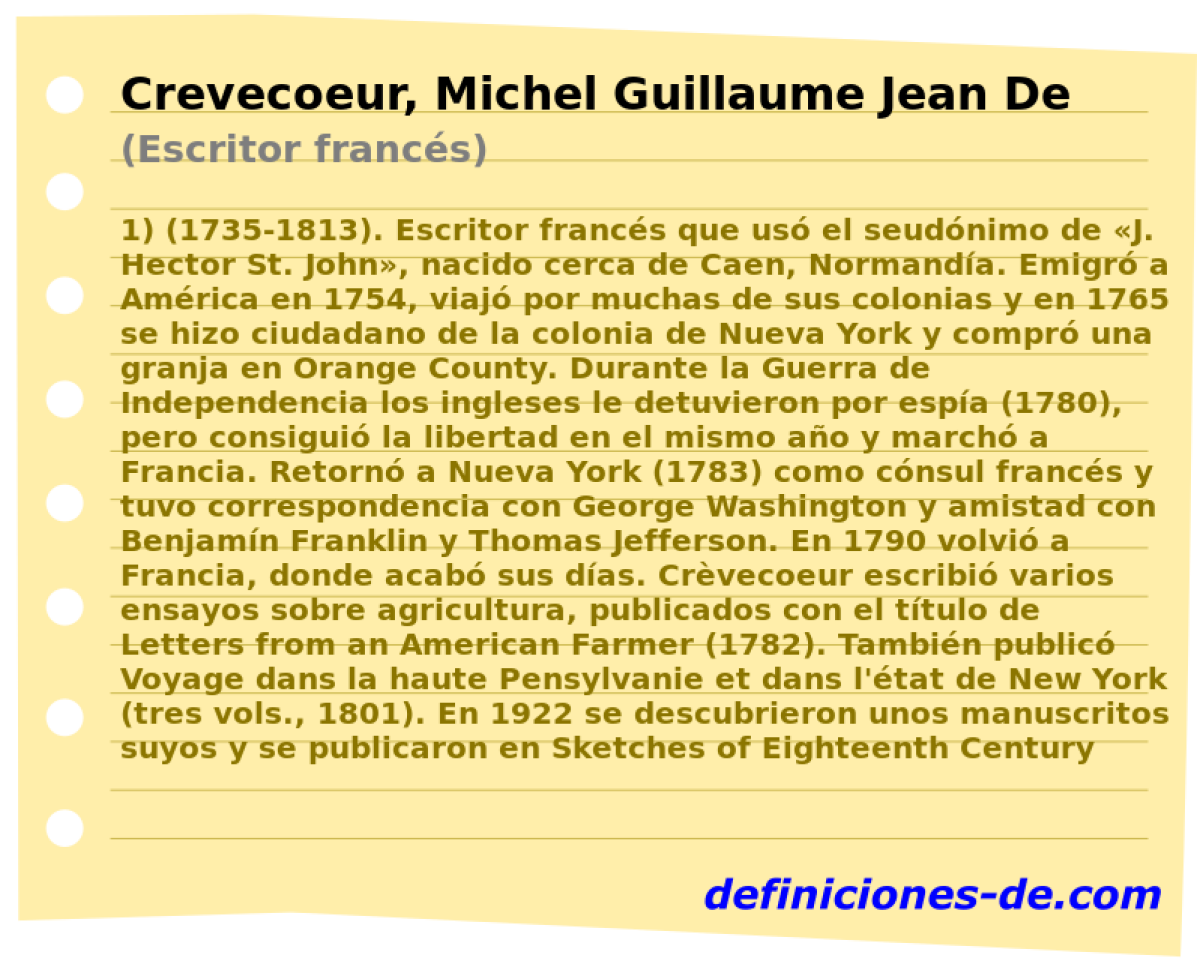 Crevecoeur, Michel Guillaume Jean De (Escritor francs)