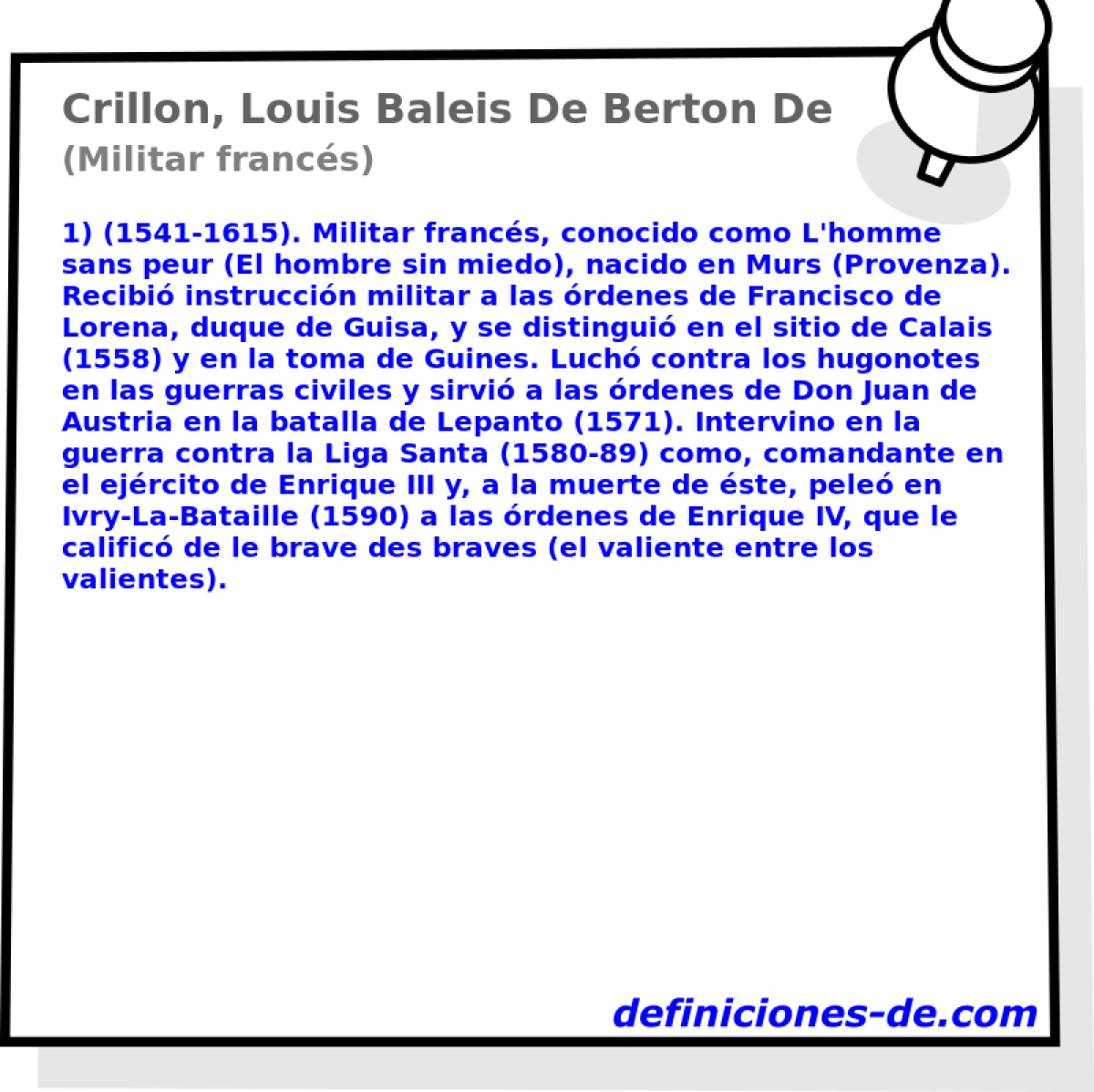 Crillon, Louis Baleis De Berton De (Militar francs)